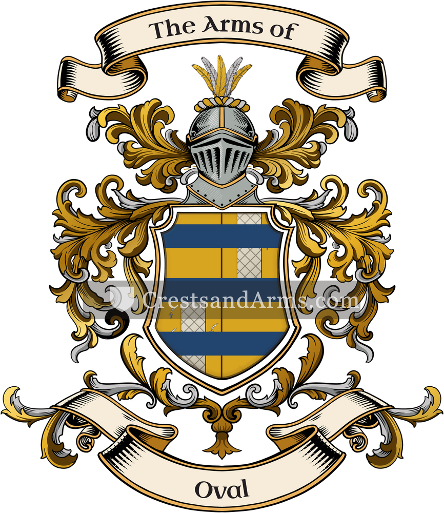 The Oval coat of arms, drawn from the recorded blazon