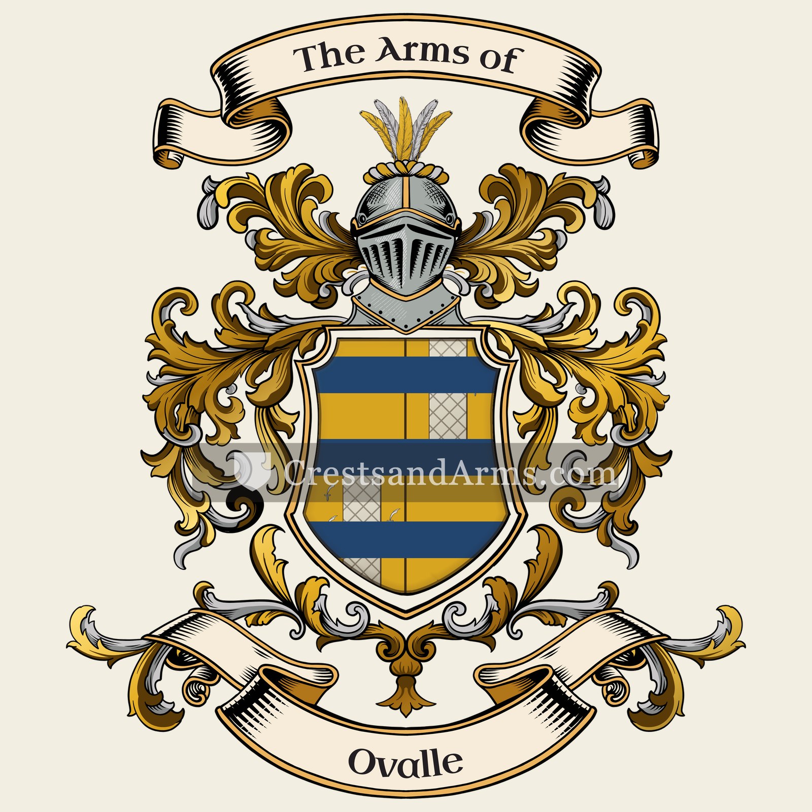 The Ovalle coat of arms, drawn from the recorded blazon