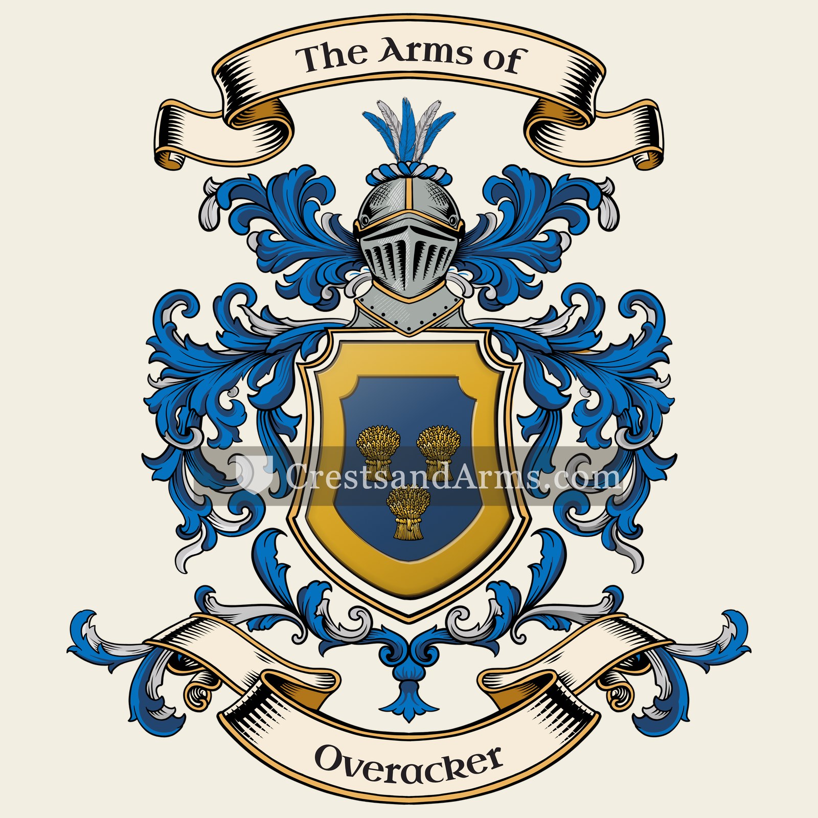 The Overacker coat of arms, drawn from the recorded blazon