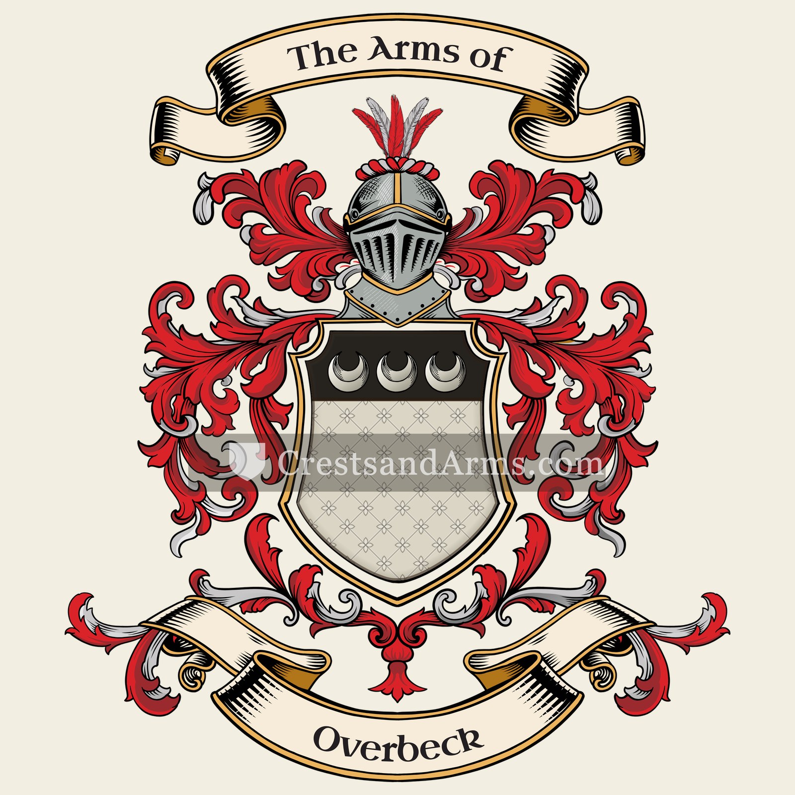 The Overbeck coat of arms, drawn from the recorded blazon