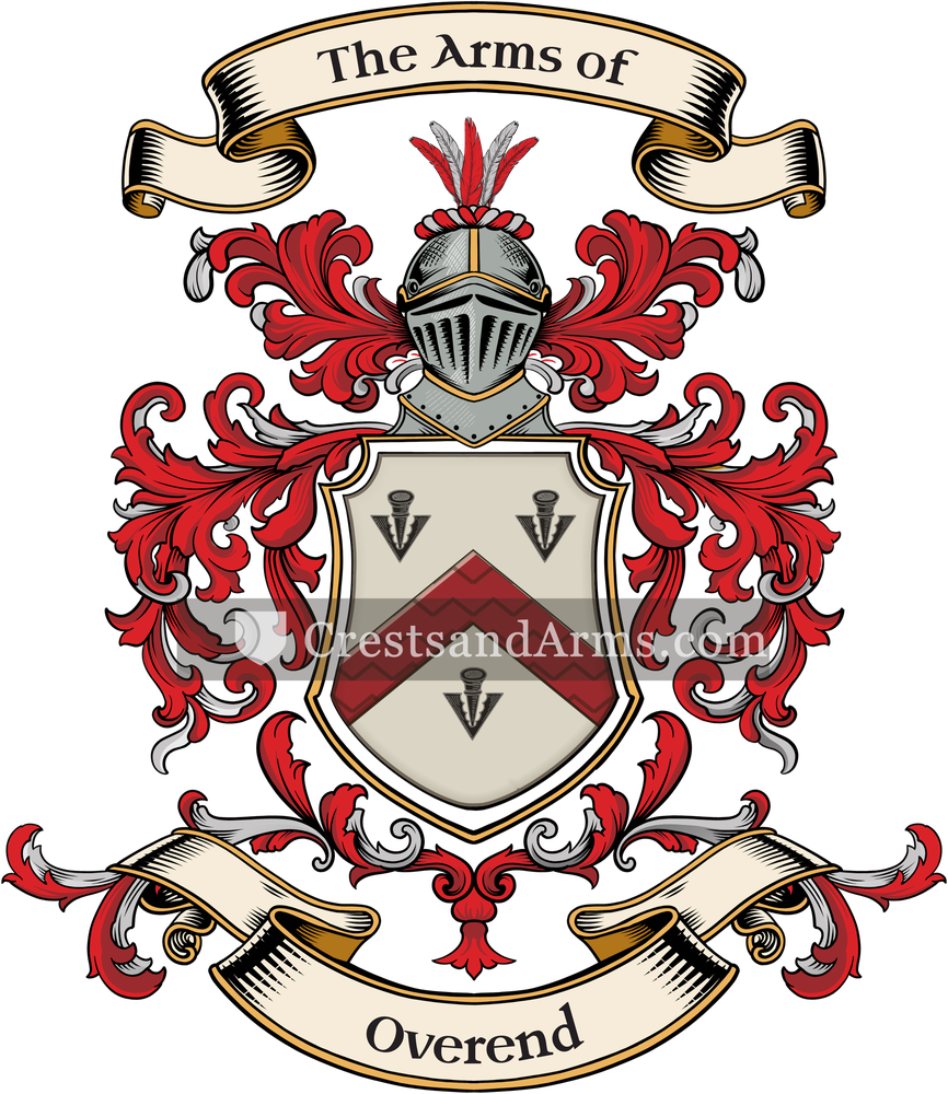 The Overend coat of arms, drawn from the recorded blazon