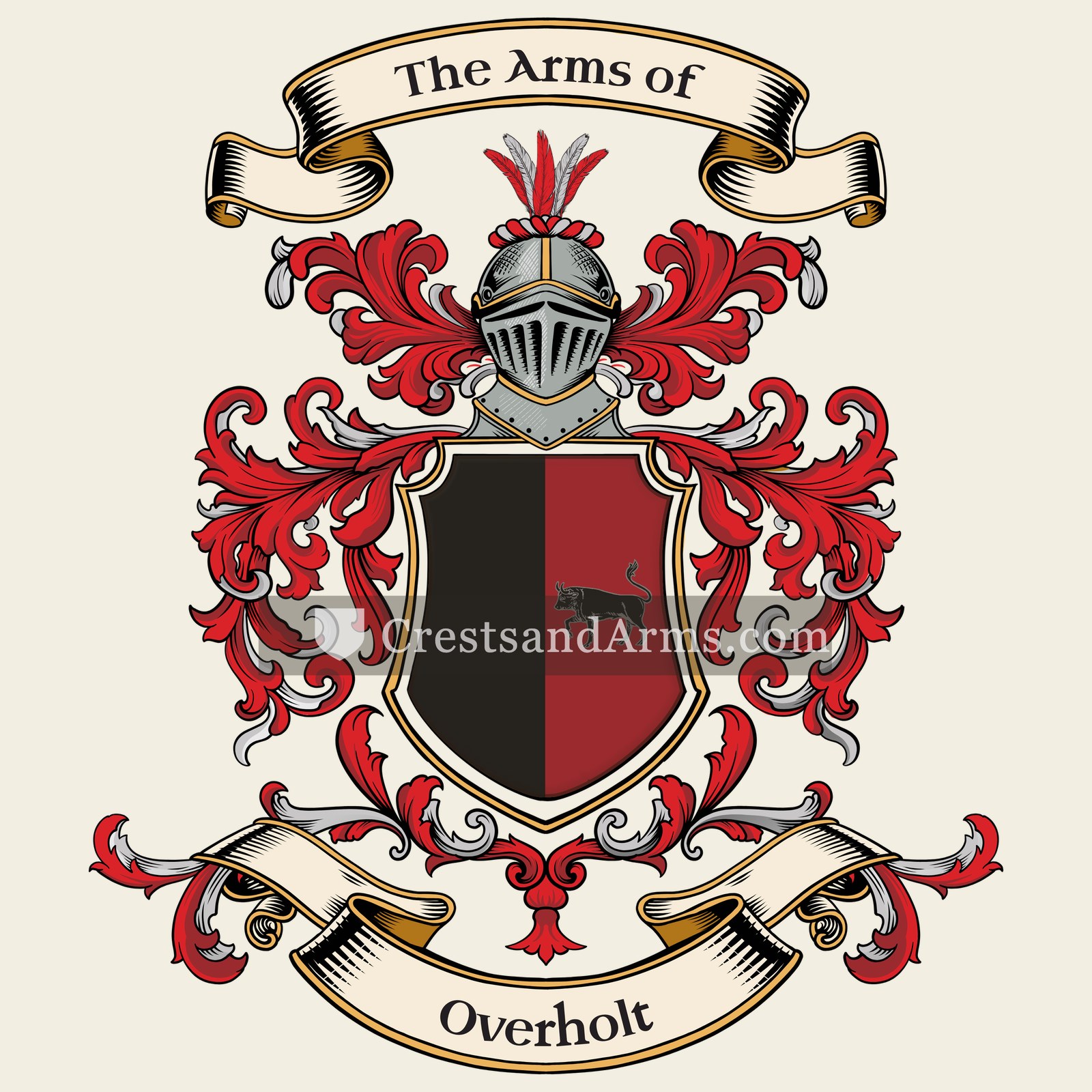 The Overholt coat of arms, drawn from the recorded blazon