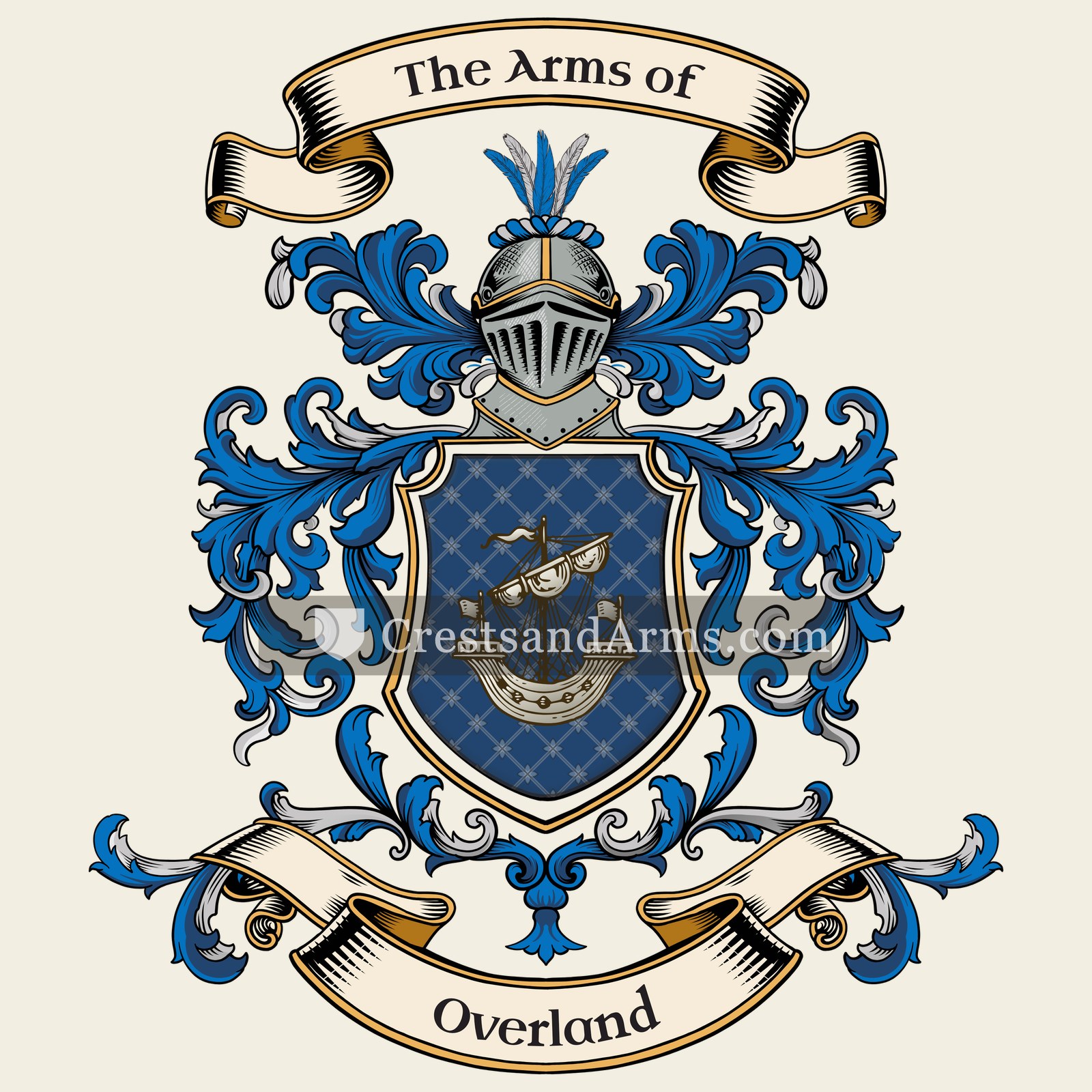 The Overland coat of arms, drawn from the recorded blazon