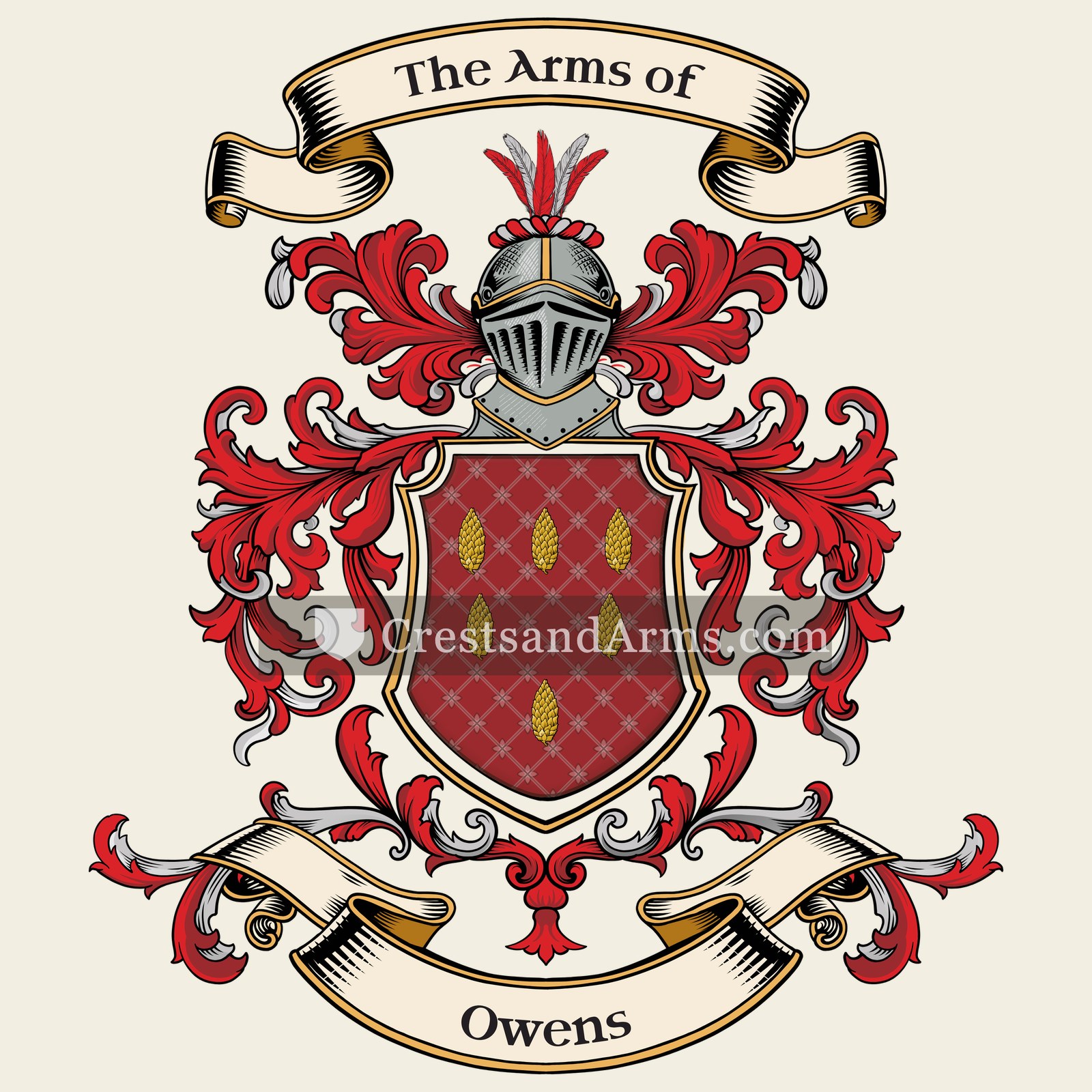 The Owens coat of arms, drawn from the recorded blazon
