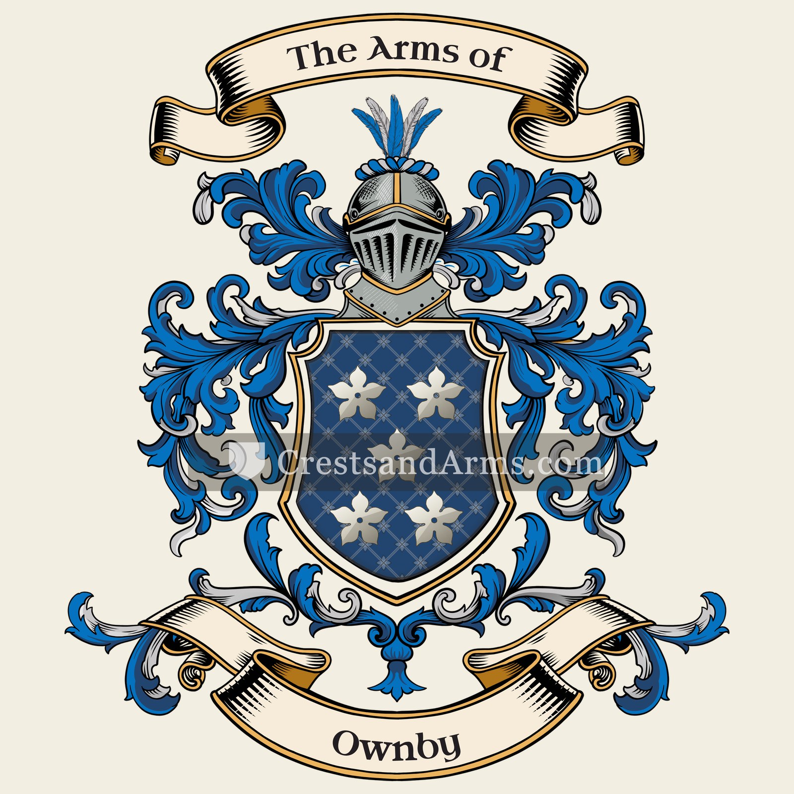 The Ownby coat of arms, drawn from the recorded blazon