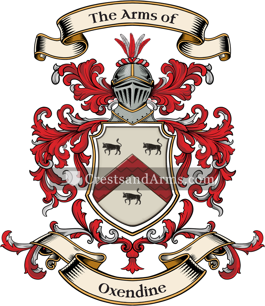The Oxendine coat of arms, drawn from the recorded blazon