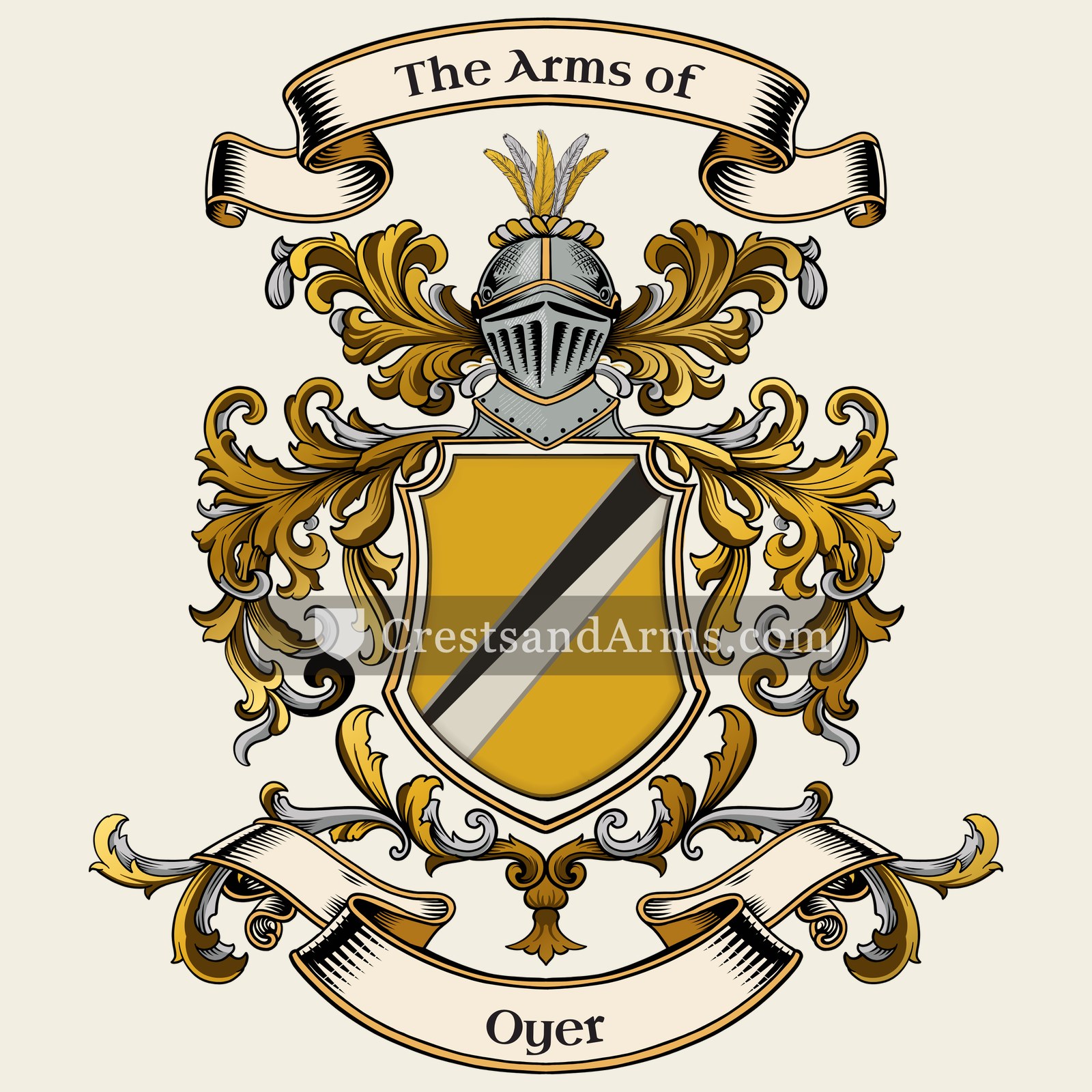 The Oyer coat of arms, drawn from the recorded blazon