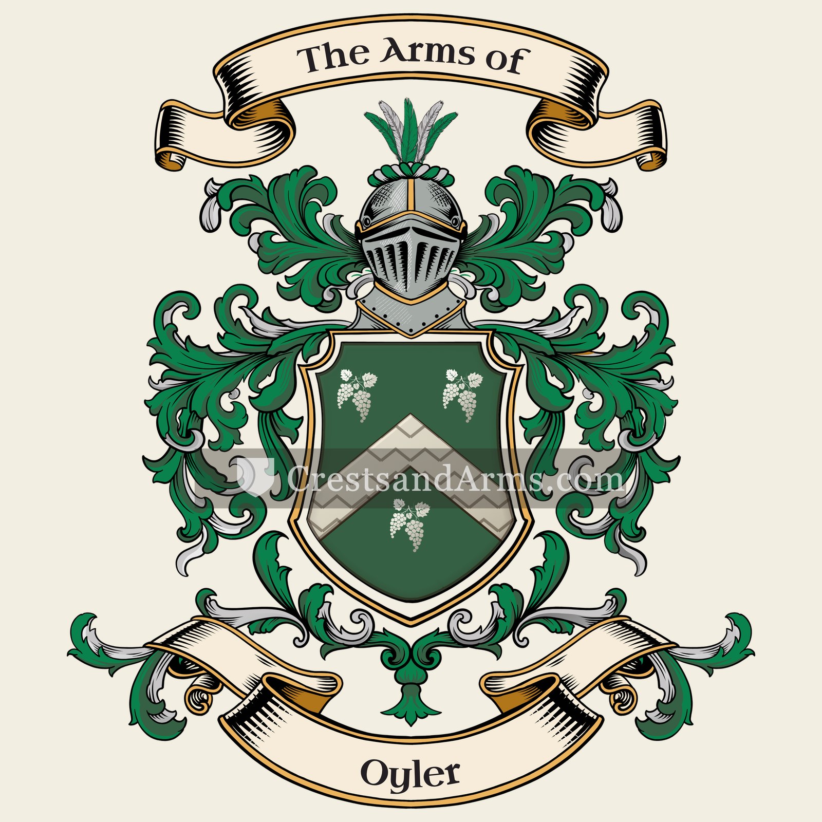 The Oyler coat of arms, drawn from the recorded blazon