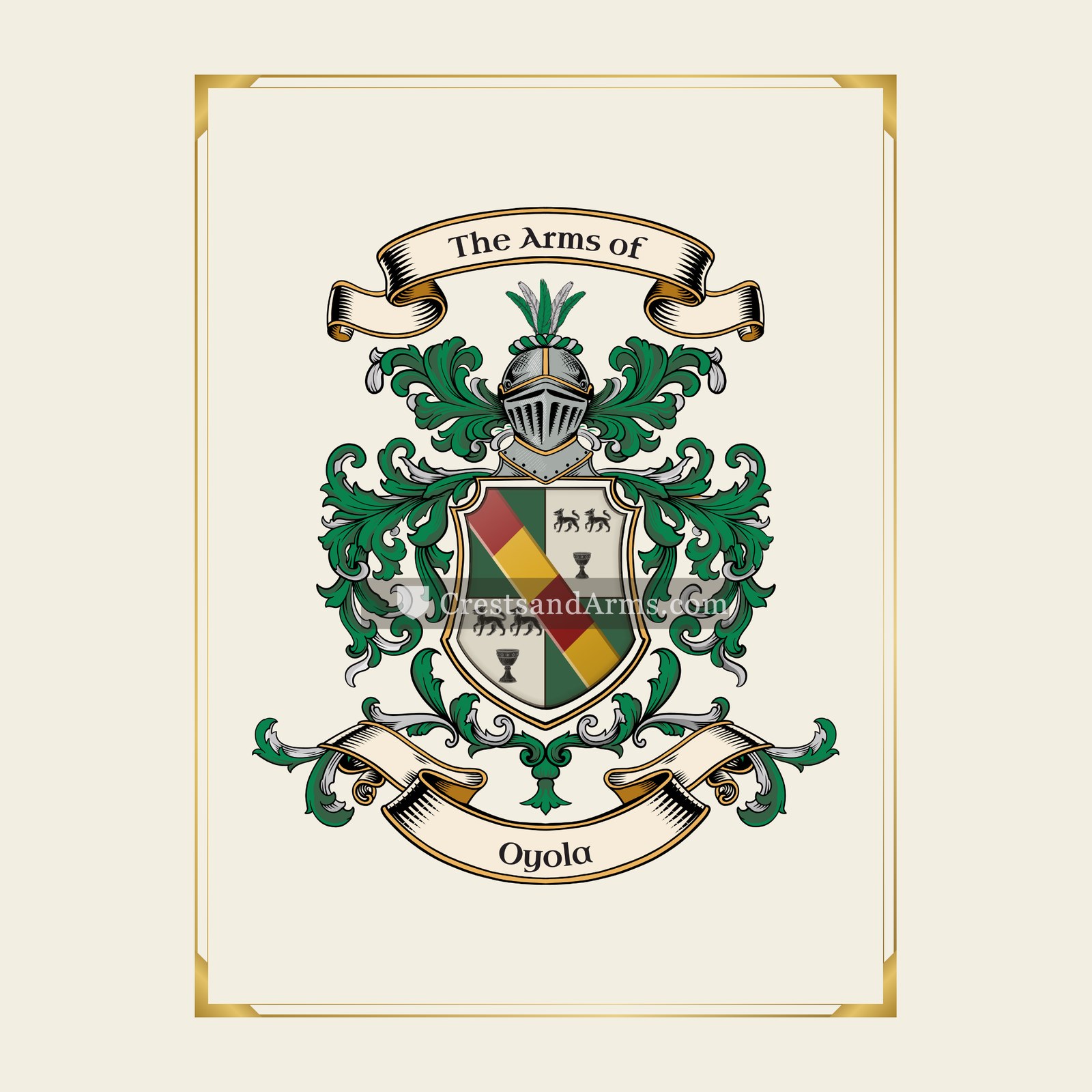 With gold border