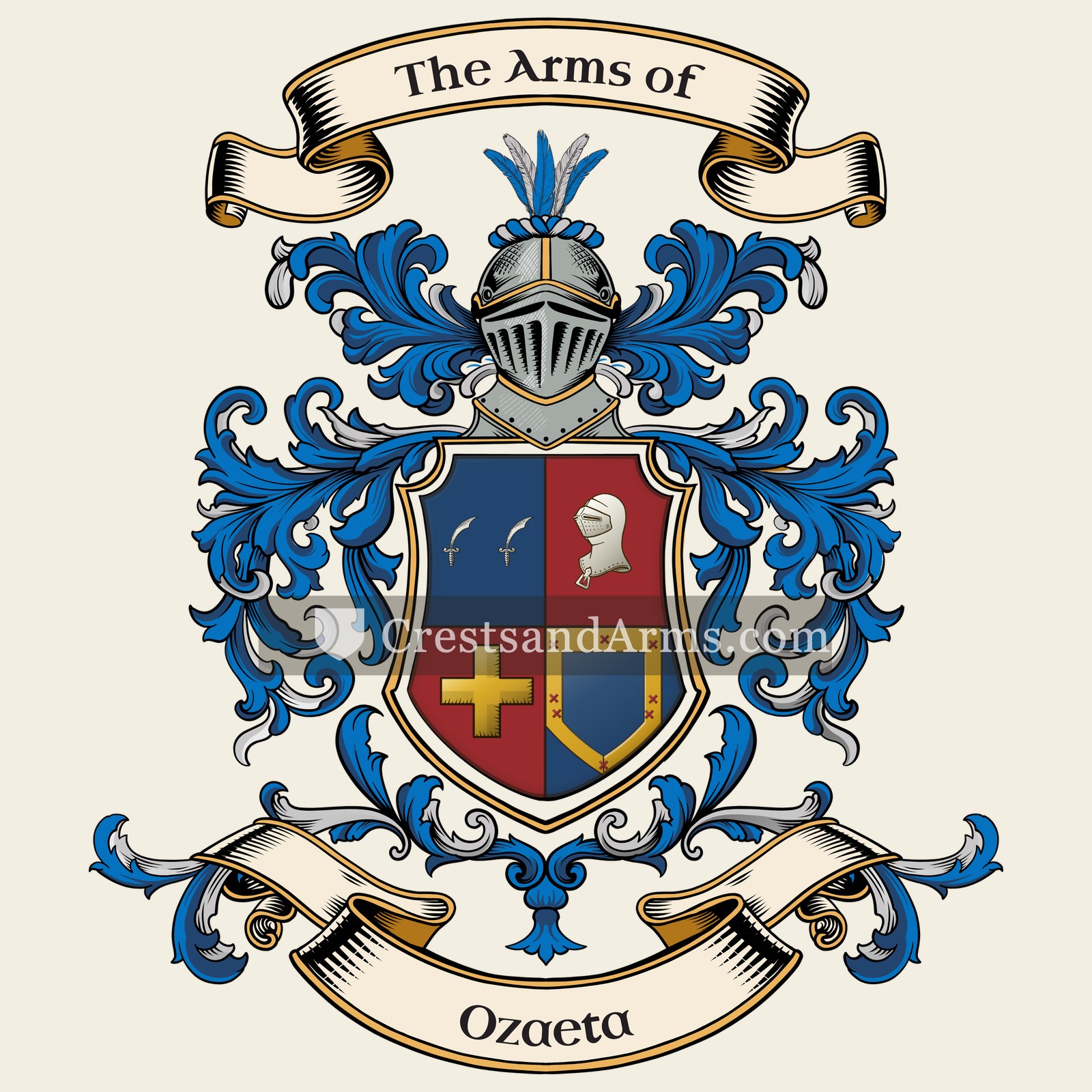 The Ozaeta coat of arms, drawn from the recorded blazon