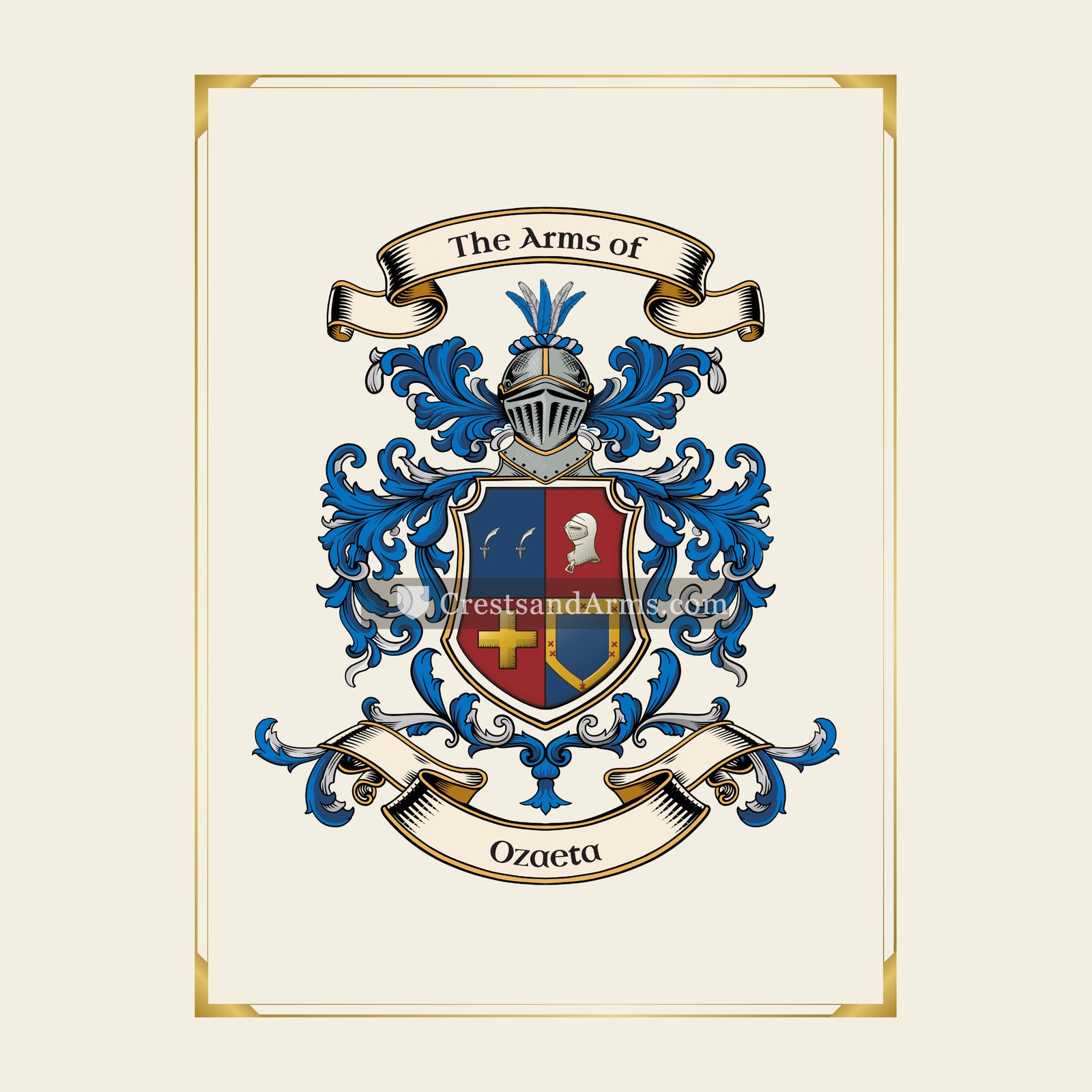 With gold border