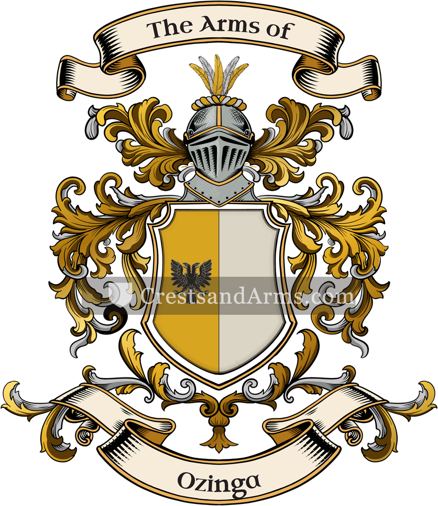 The Ozinga coat of arms, drawn from the recorded blazon