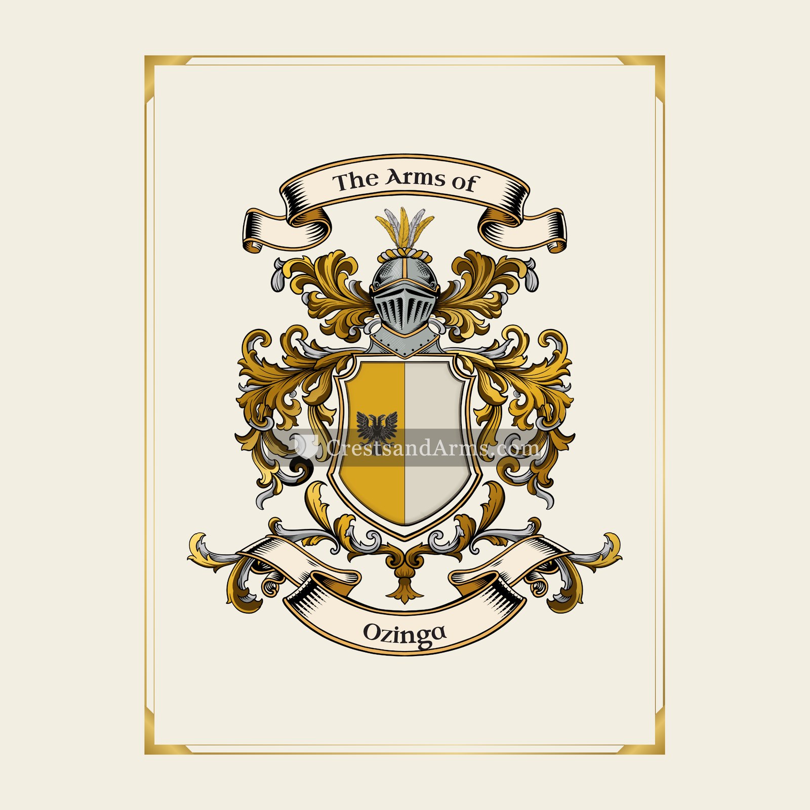 With gold border
