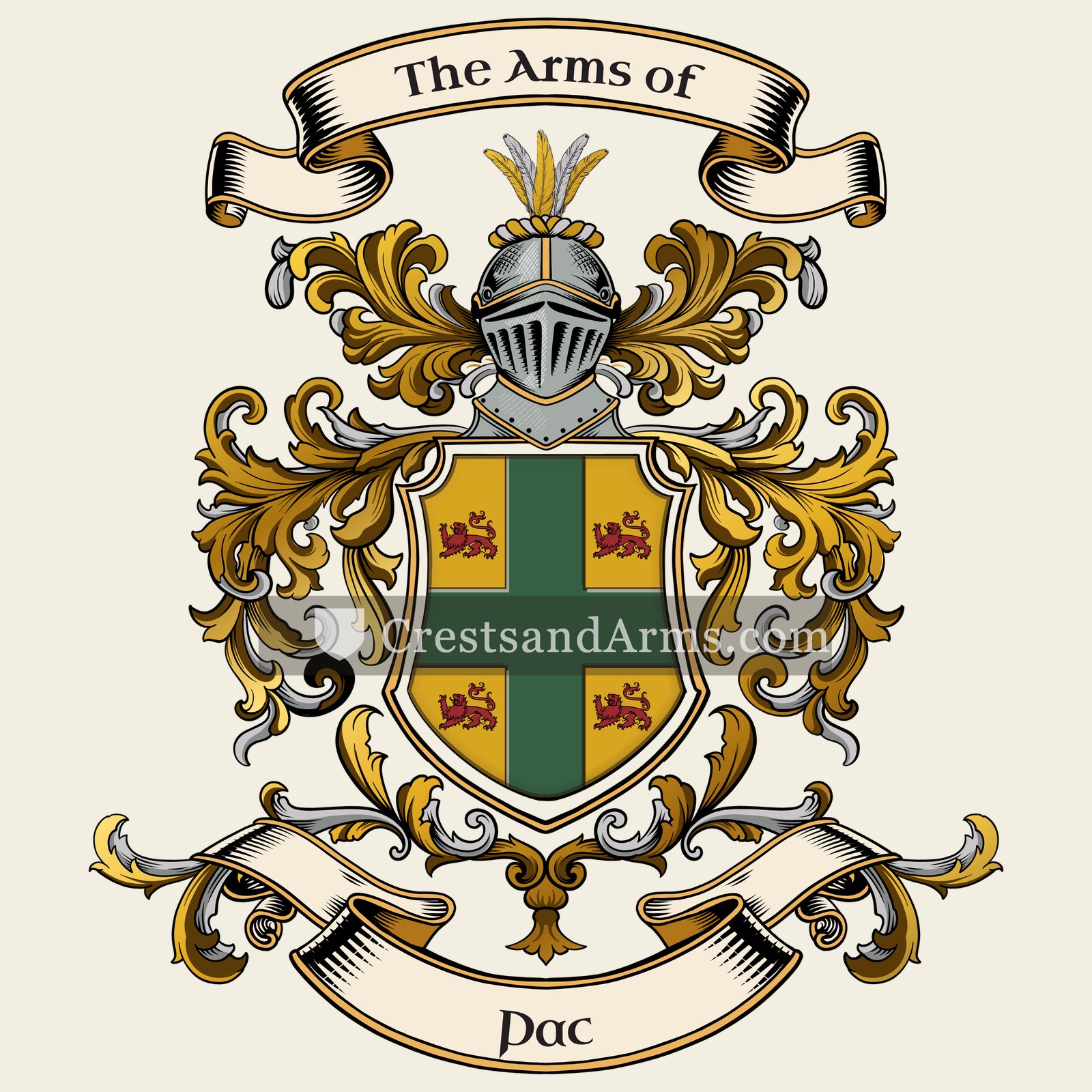 The Pac coat of arms, drawn from the recorded blazon