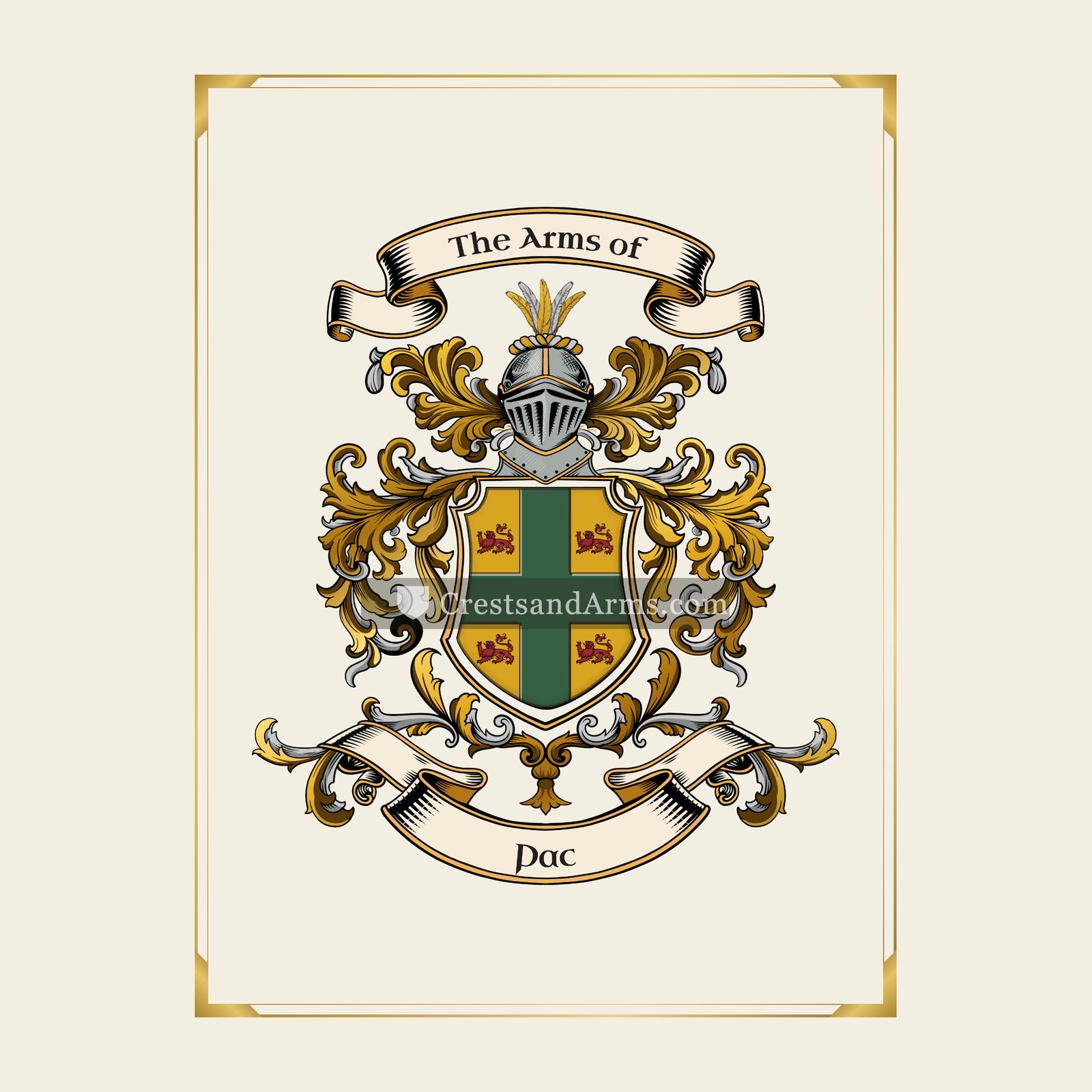 With gold border