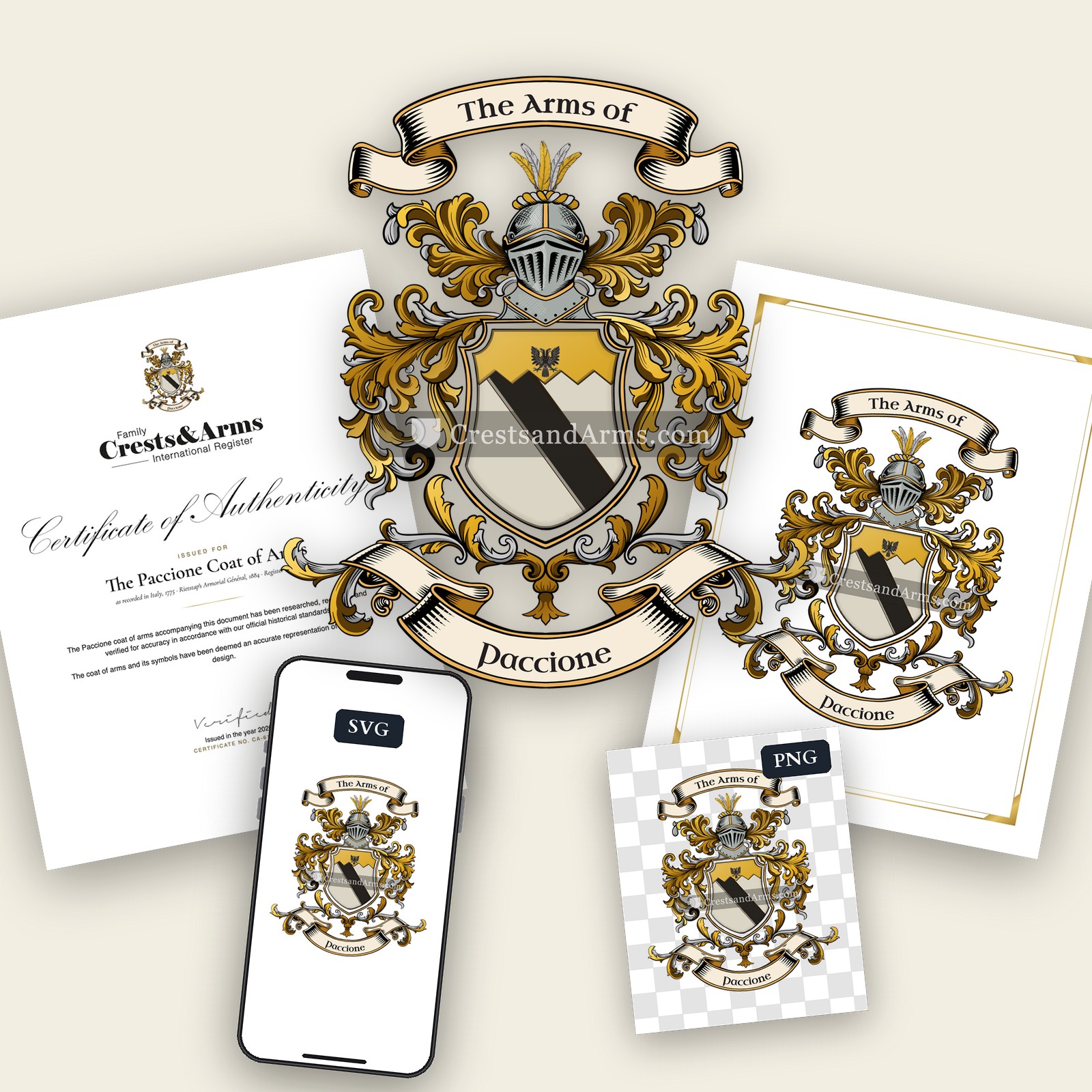 The Paccione arms on the coat of arms — digital pack