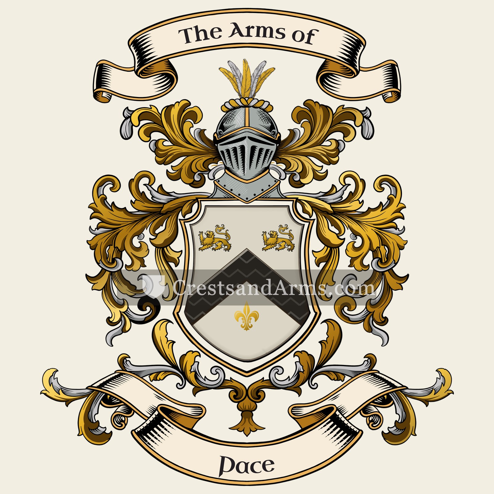 The Pace coat of arms, drawn from the recorded blazon