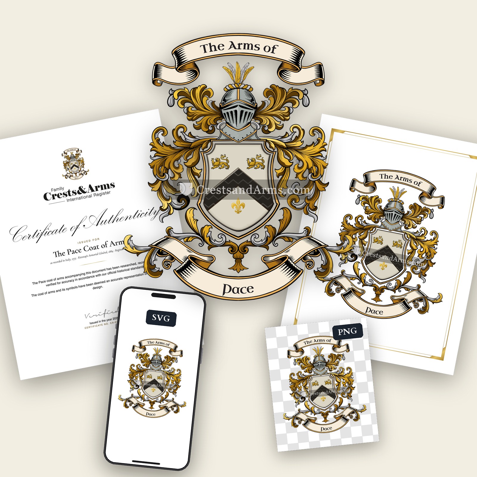 The Pace arms on the coat of arms — digital pack