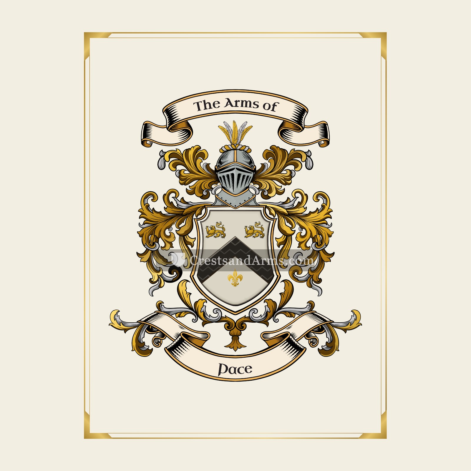 With gold border