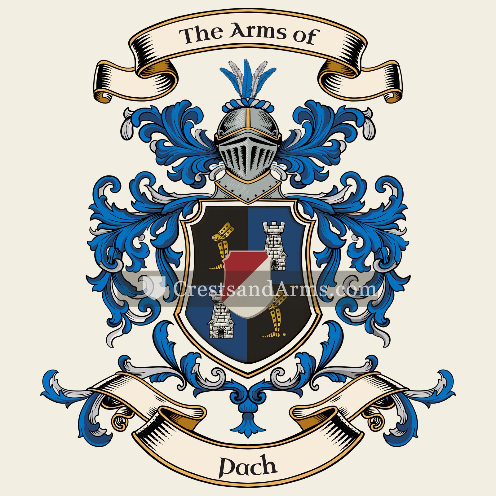The Pach coat of arms, drawn from the recorded blazon