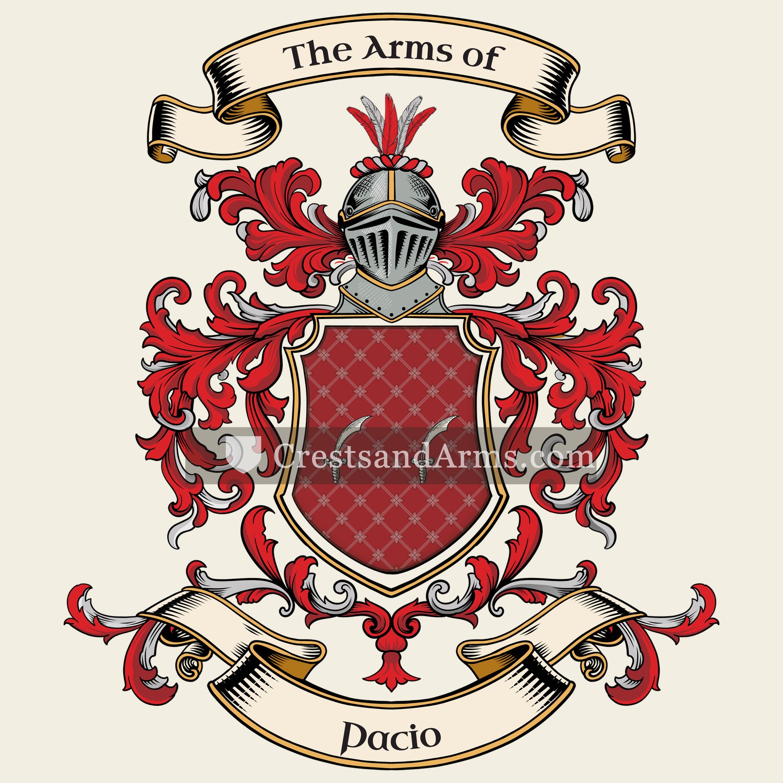 The Pacio coat of arms, drawn from the recorded blazon