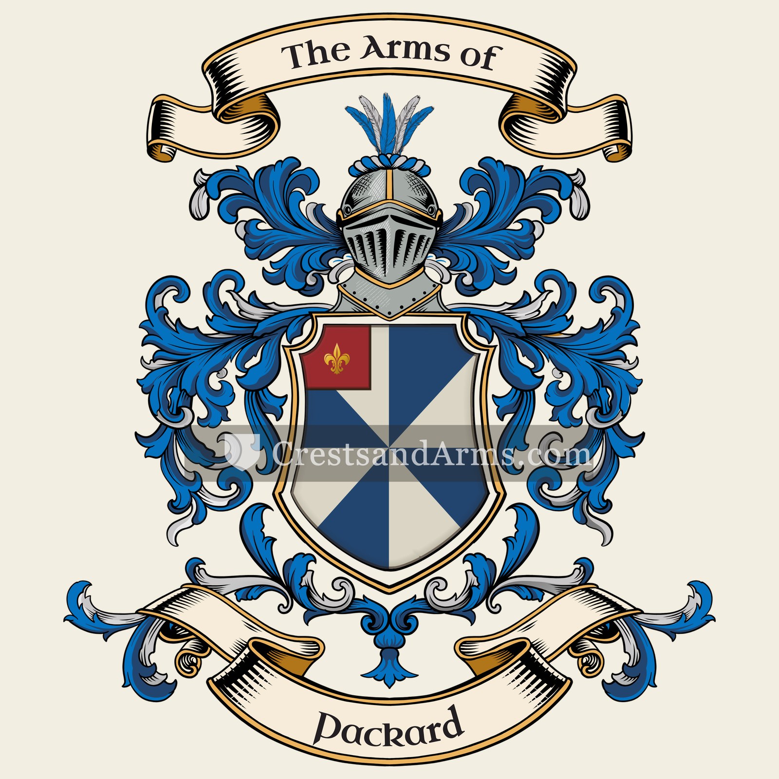 The Packard coat of arms, drawn from the recorded blazon