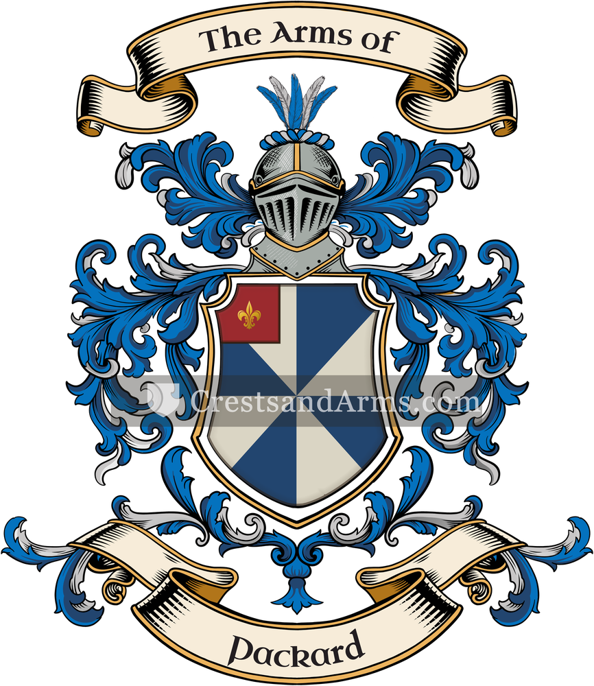 The Packard coat of arms, drawn from the recorded blazon