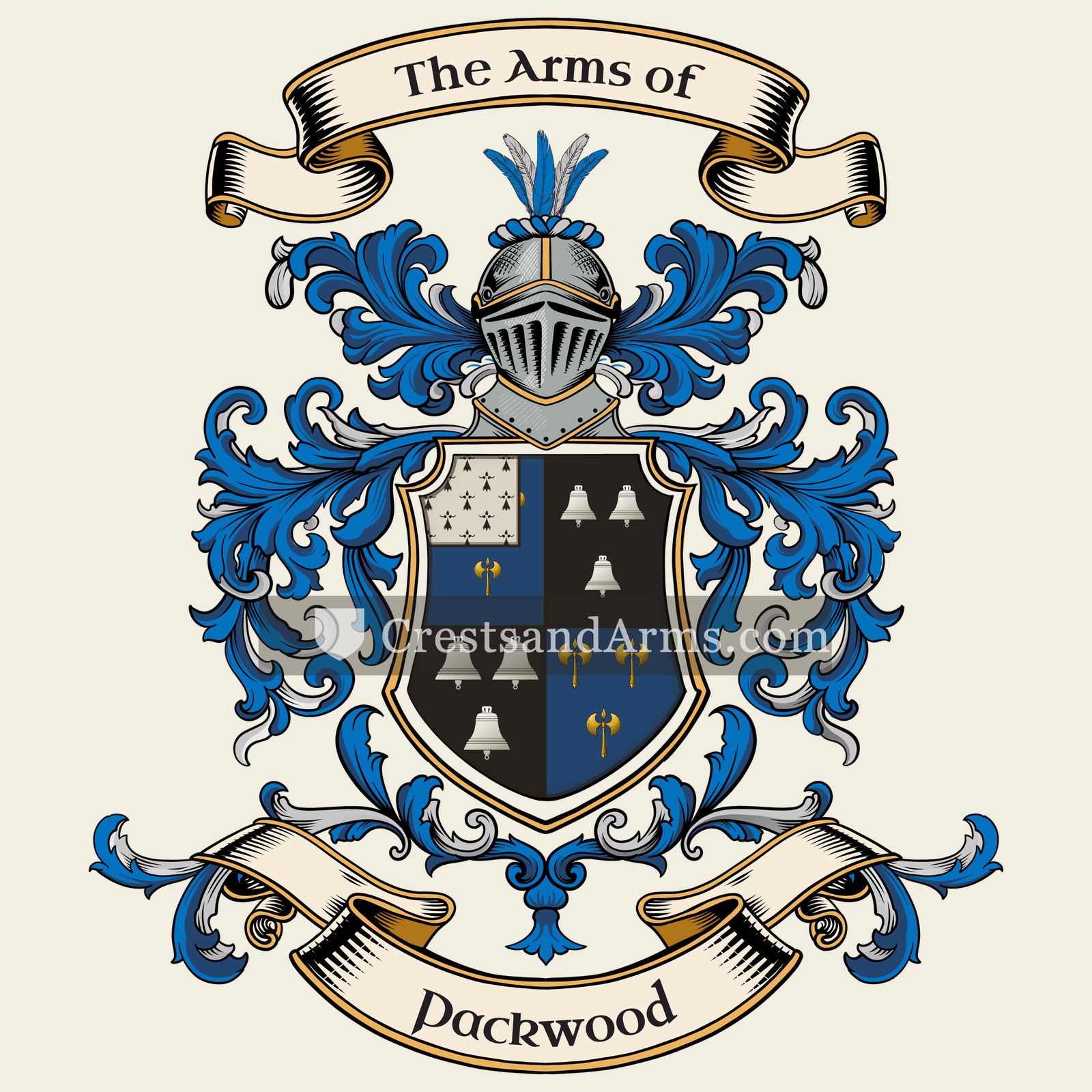 The Packwood coat of arms, drawn from the recorded blazon