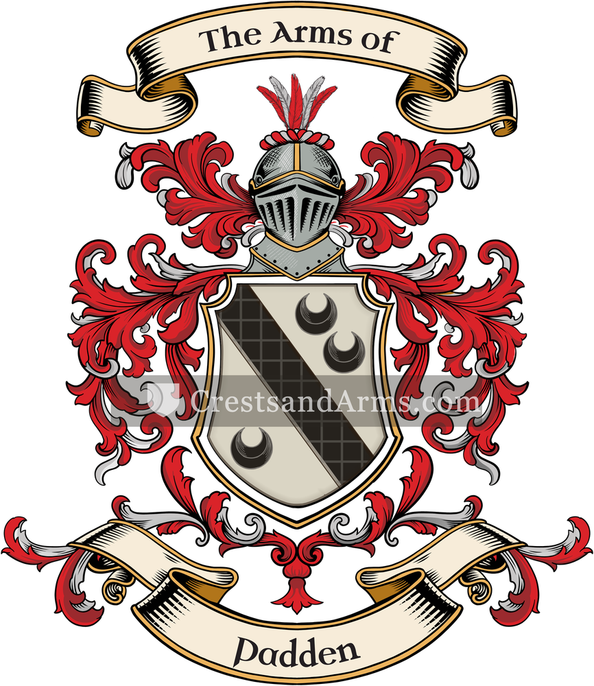 The Padden coat of arms, drawn from the recorded blazon