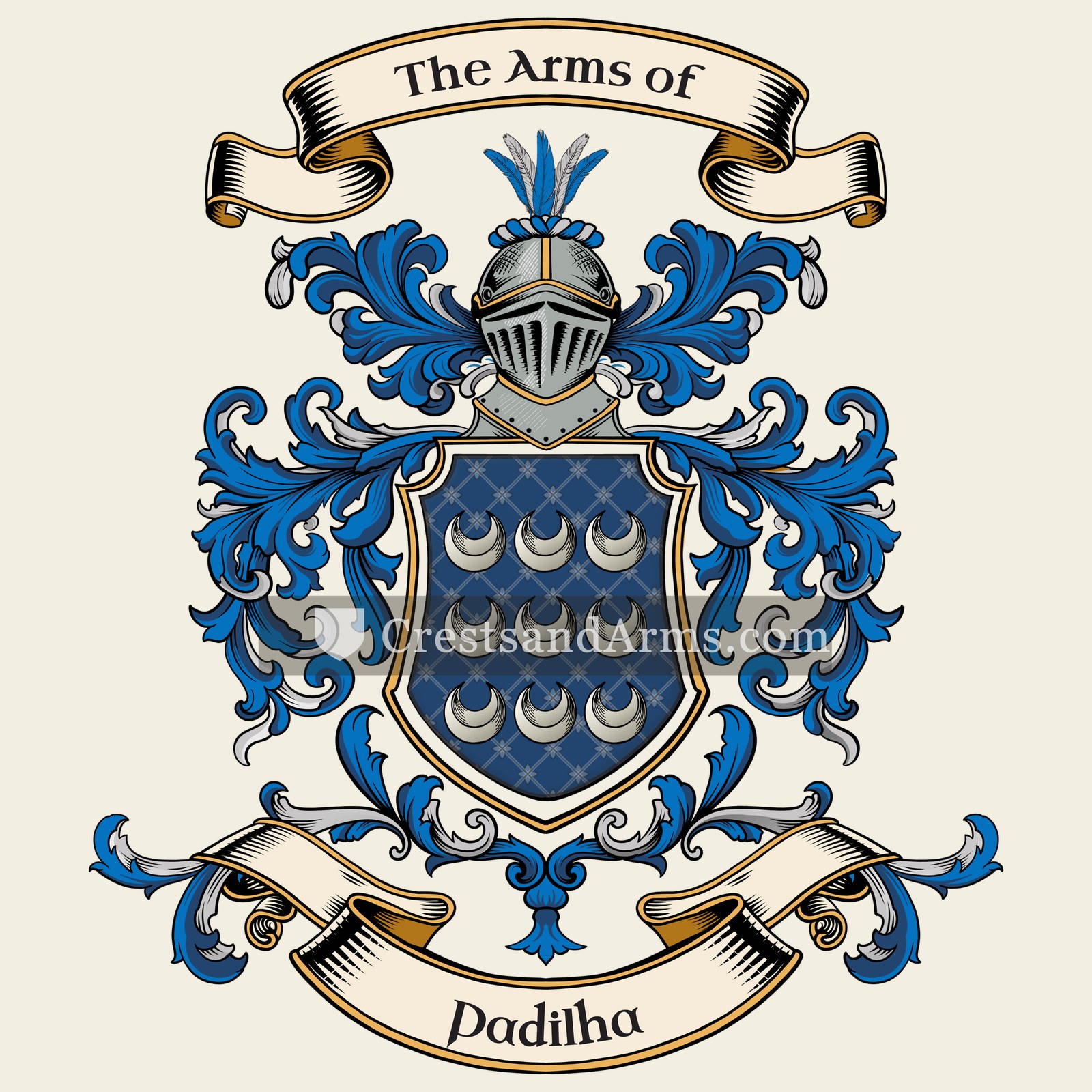 The Padilha coat of arms, drawn from the recorded blazon