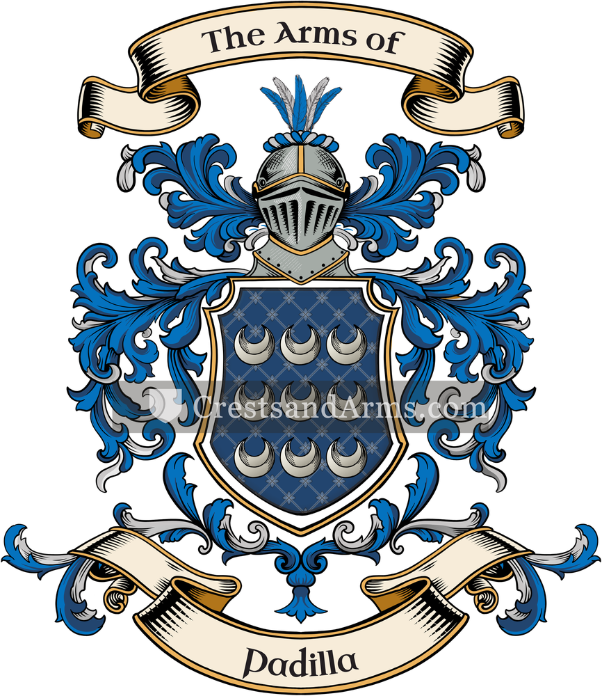 The Padilla coat of arms, drawn from the recorded blazon