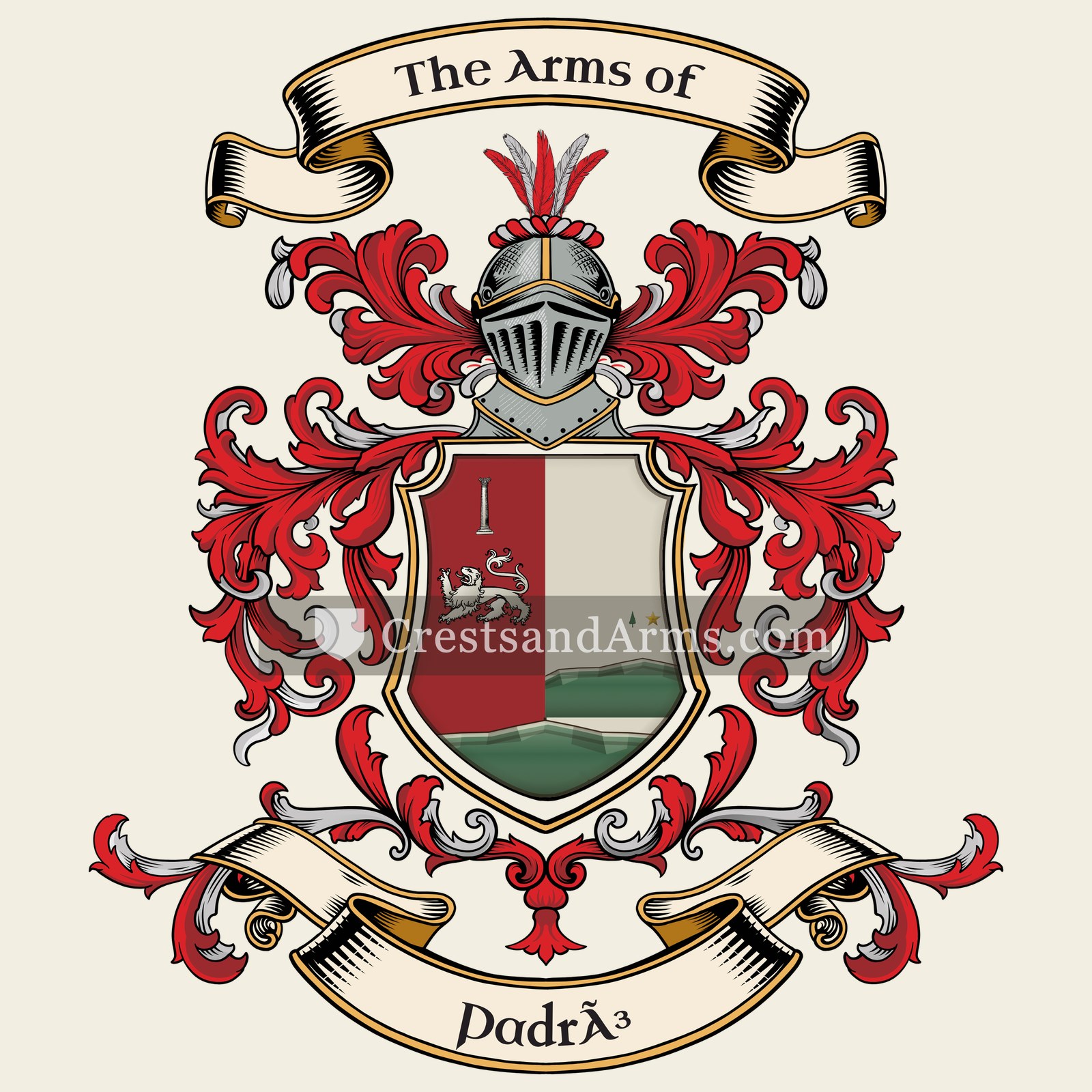The Padró coat of arms, drawn from the recorded blazon