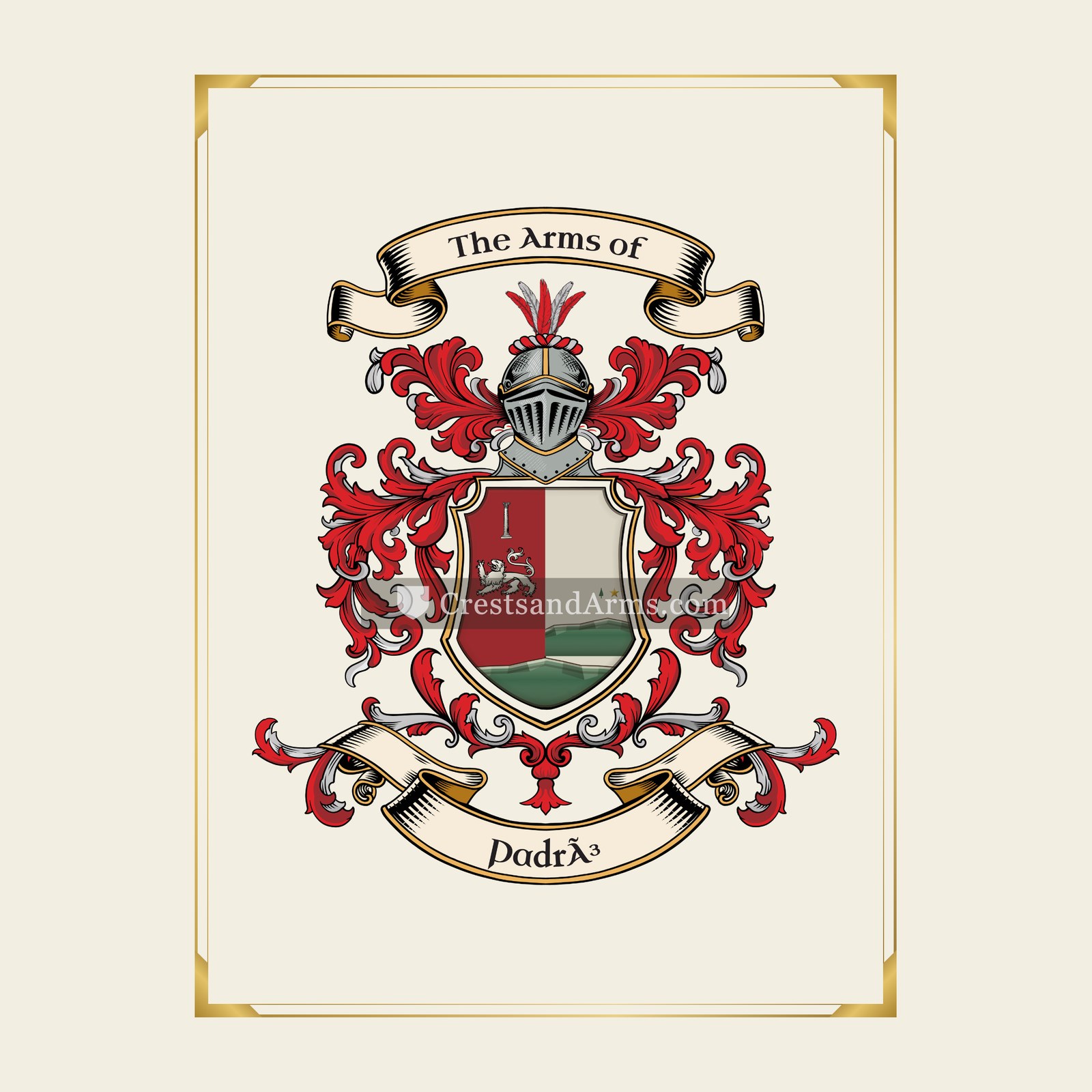 With gold border