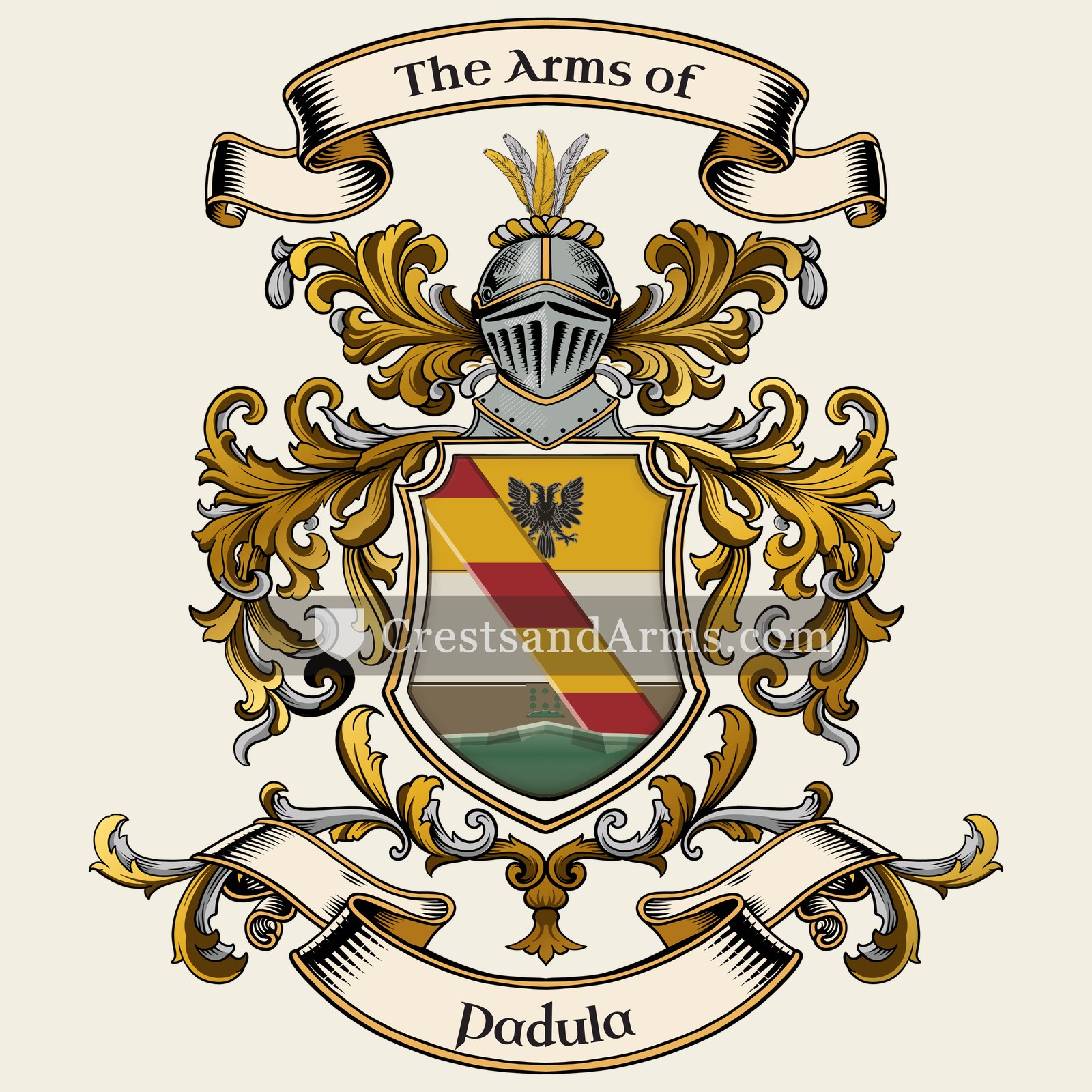The Padula coat of arms, drawn from the recorded blazon