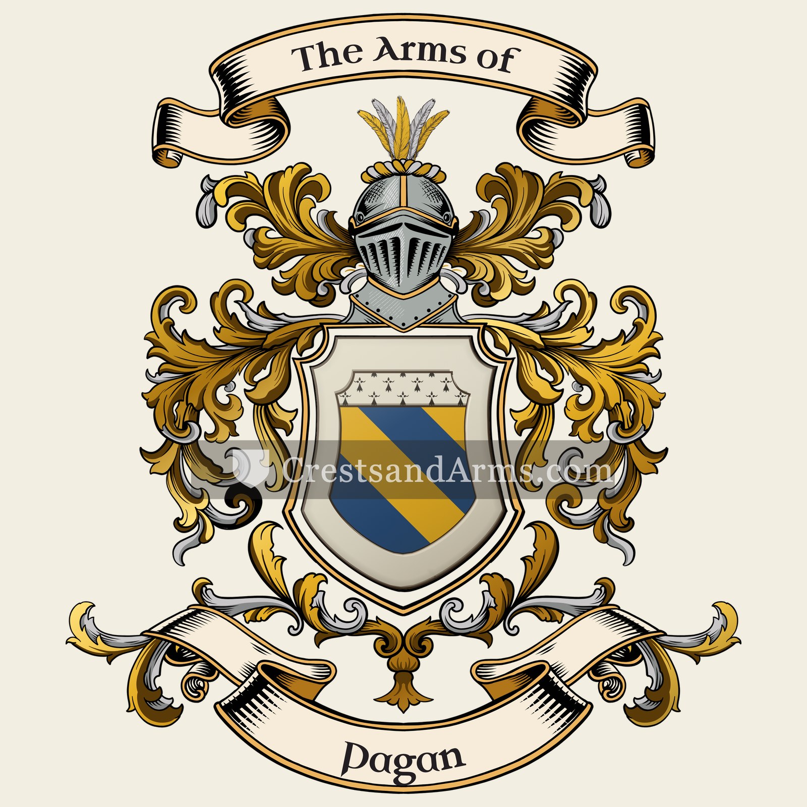 The Pagan coat of arms, drawn from the recorded blazon