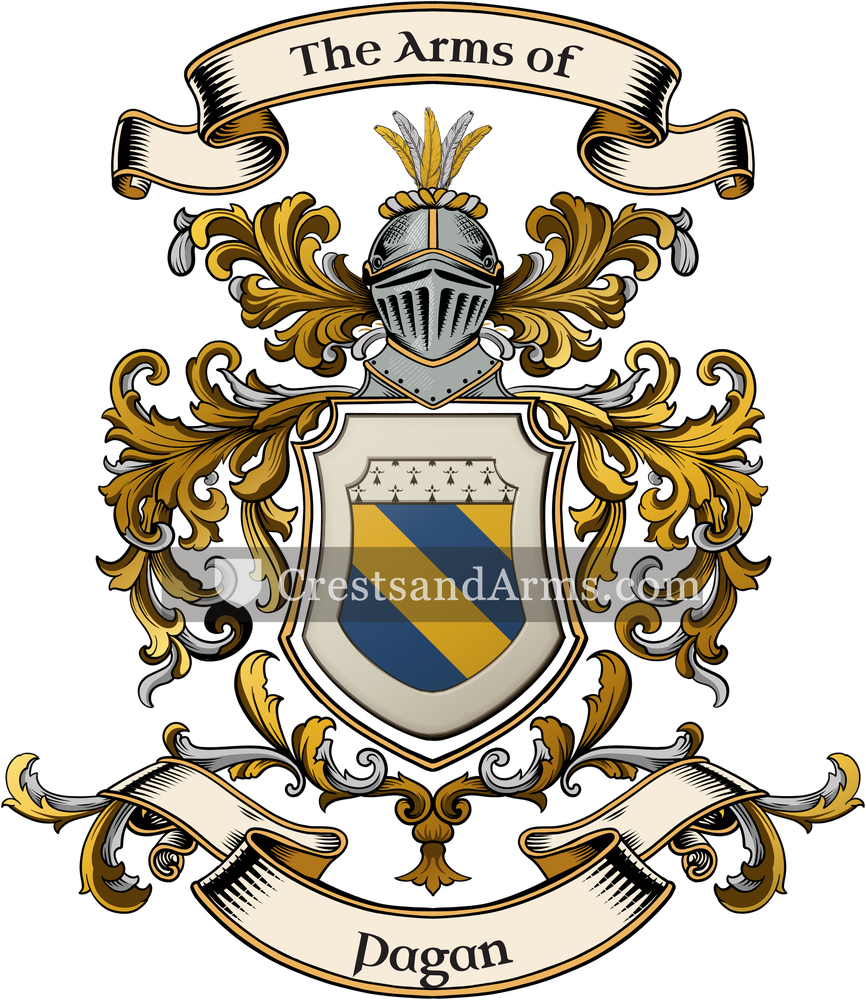 The Pagan coat of arms, drawn from the recorded blazon