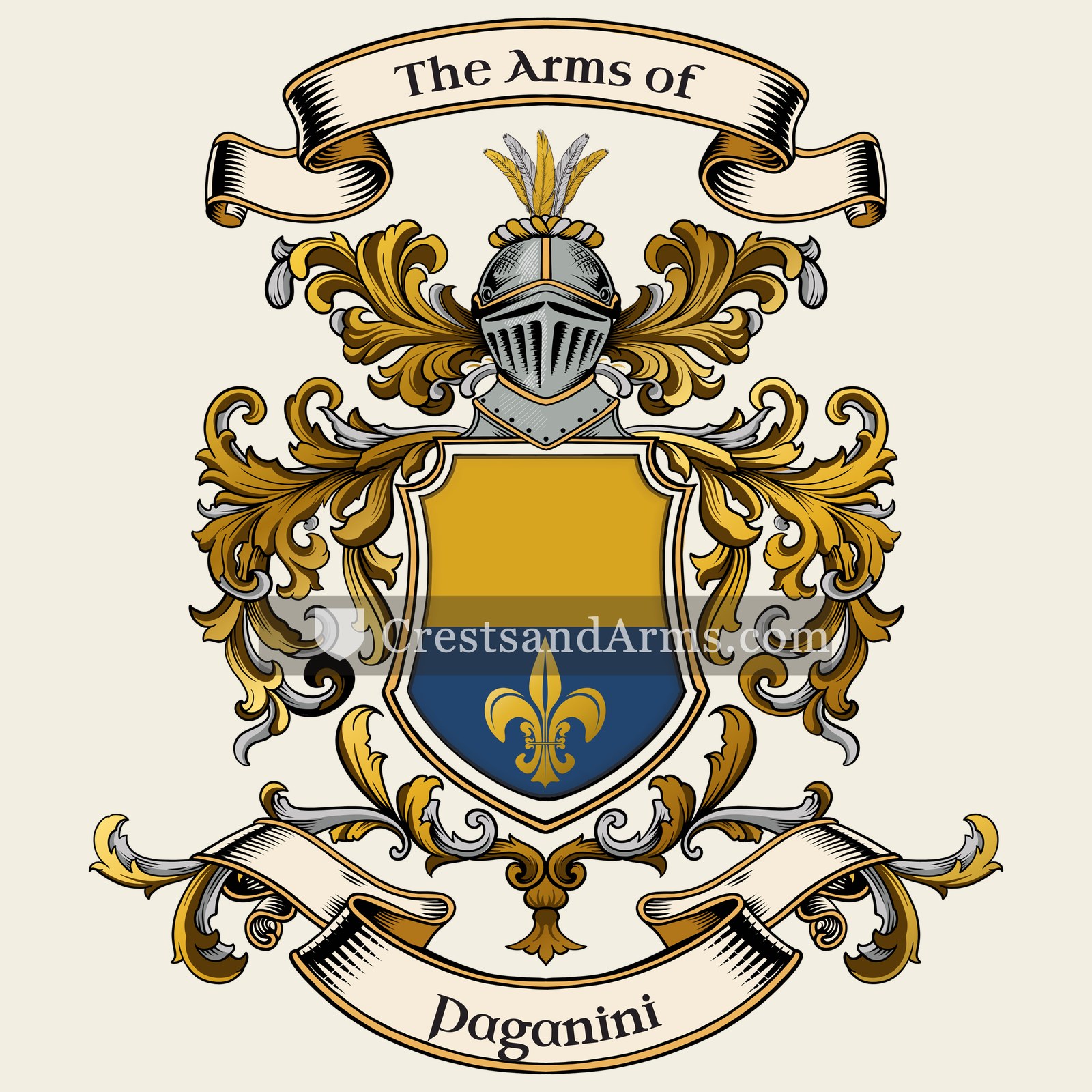The Paganini coat of arms, drawn from the recorded blazon