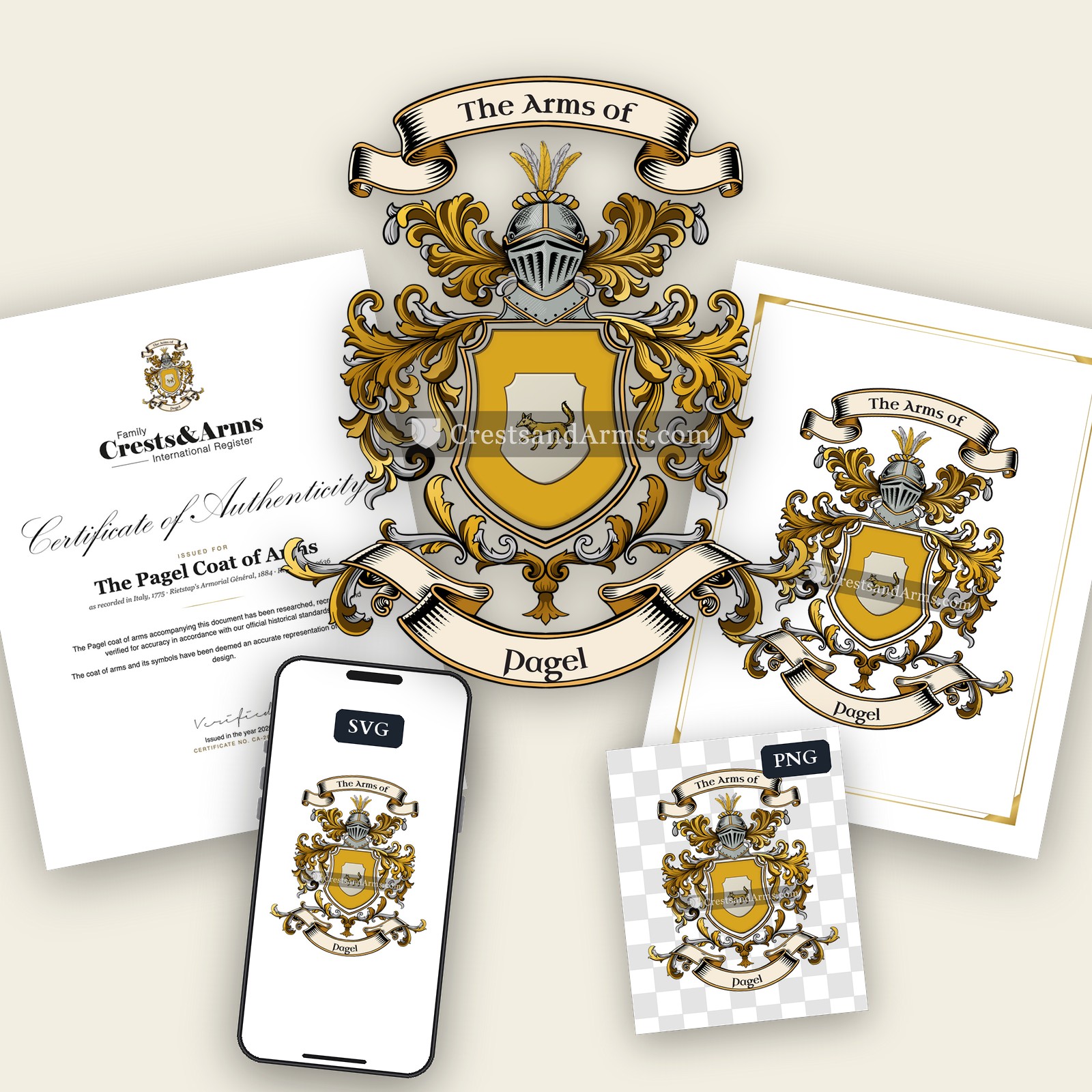 The Pagel arms on the coat of arms — digital pack