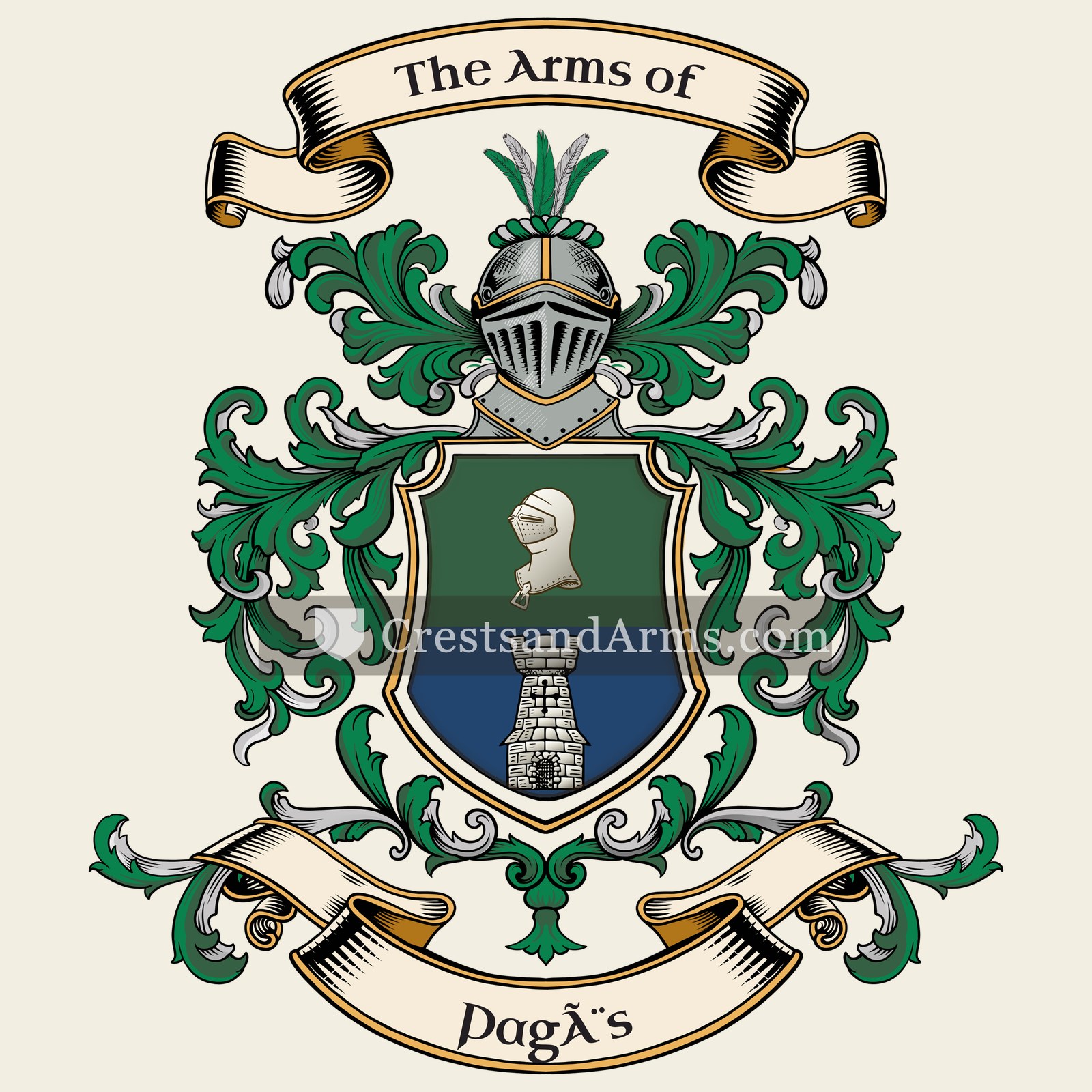 The Pagès coat of arms, drawn from the recorded blazon
