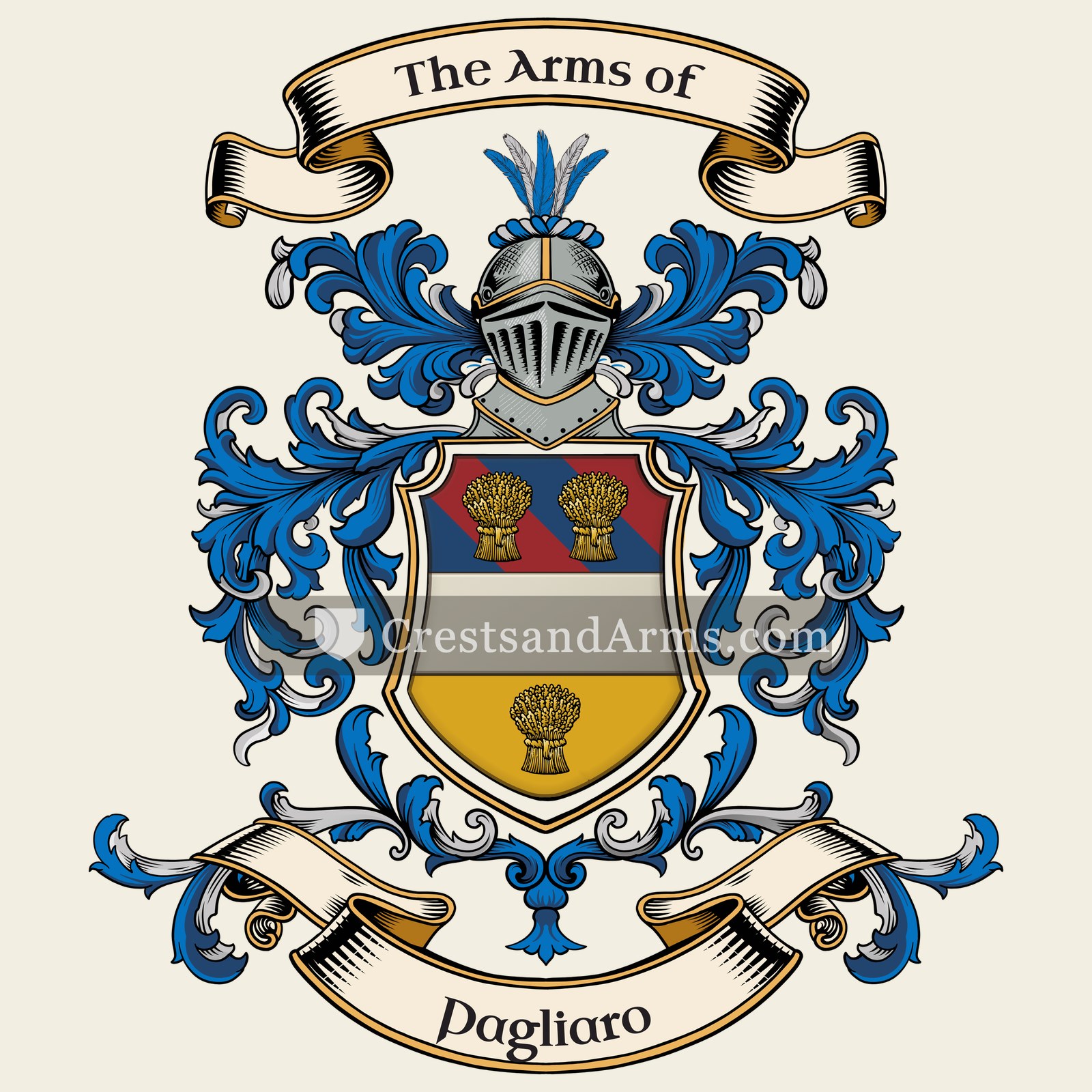 The Pagliaro coat of arms, drawn from the recorded blazon