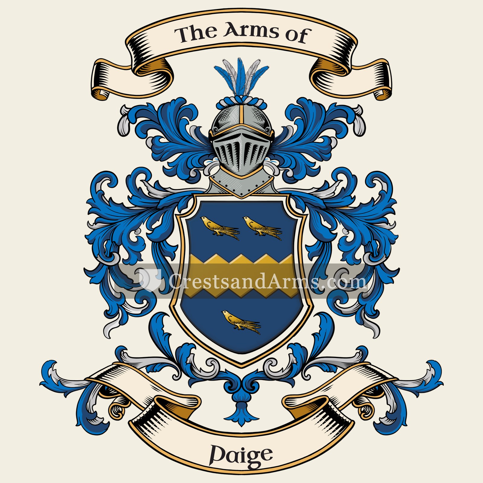 The Paige coat of arms, drawn from the recorded blazon