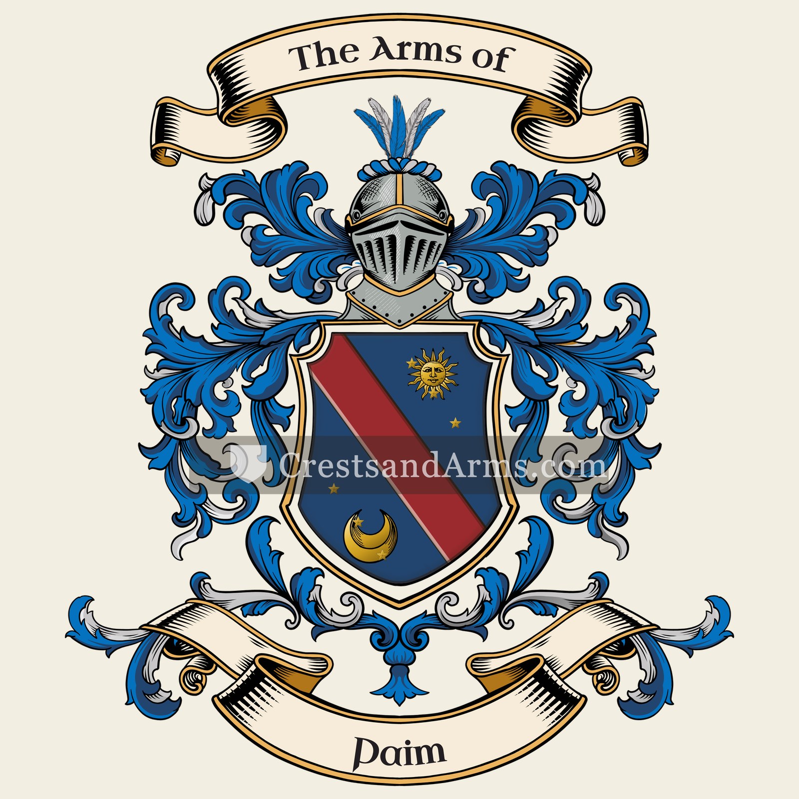 The Paim coat of arms, drawn from the recorded blazon