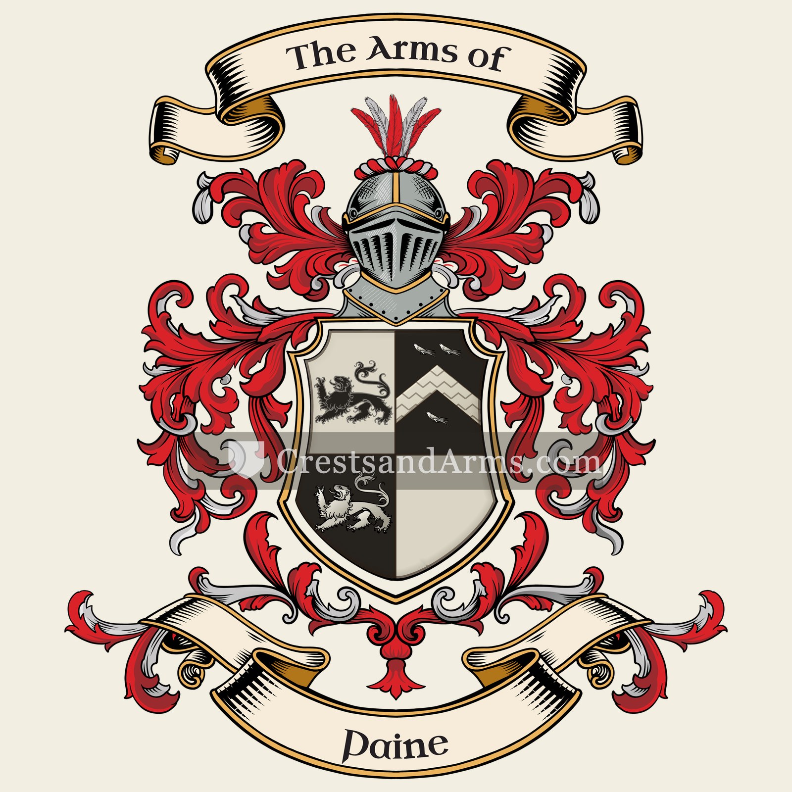 The Paine coat of arms, drawn from the recorded blazon