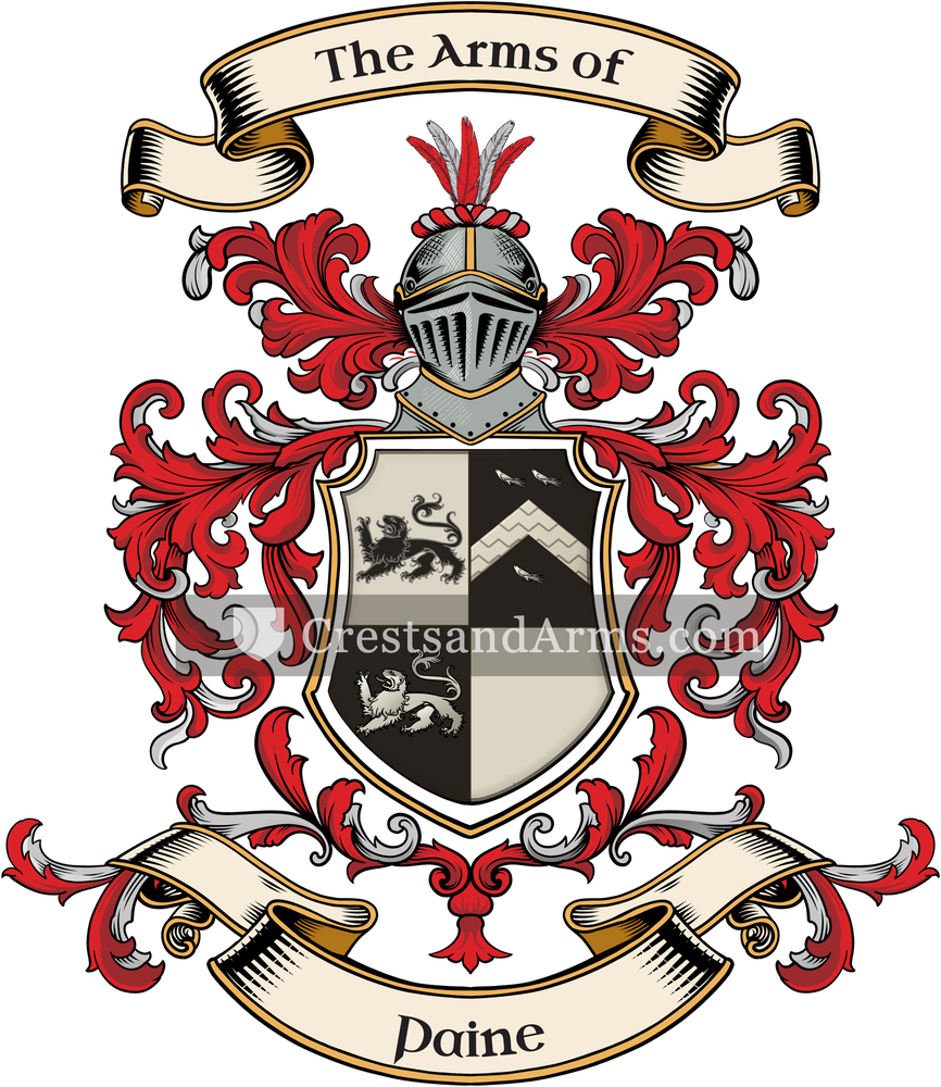 The Paine coat of arms, drawn from the recorded blazon