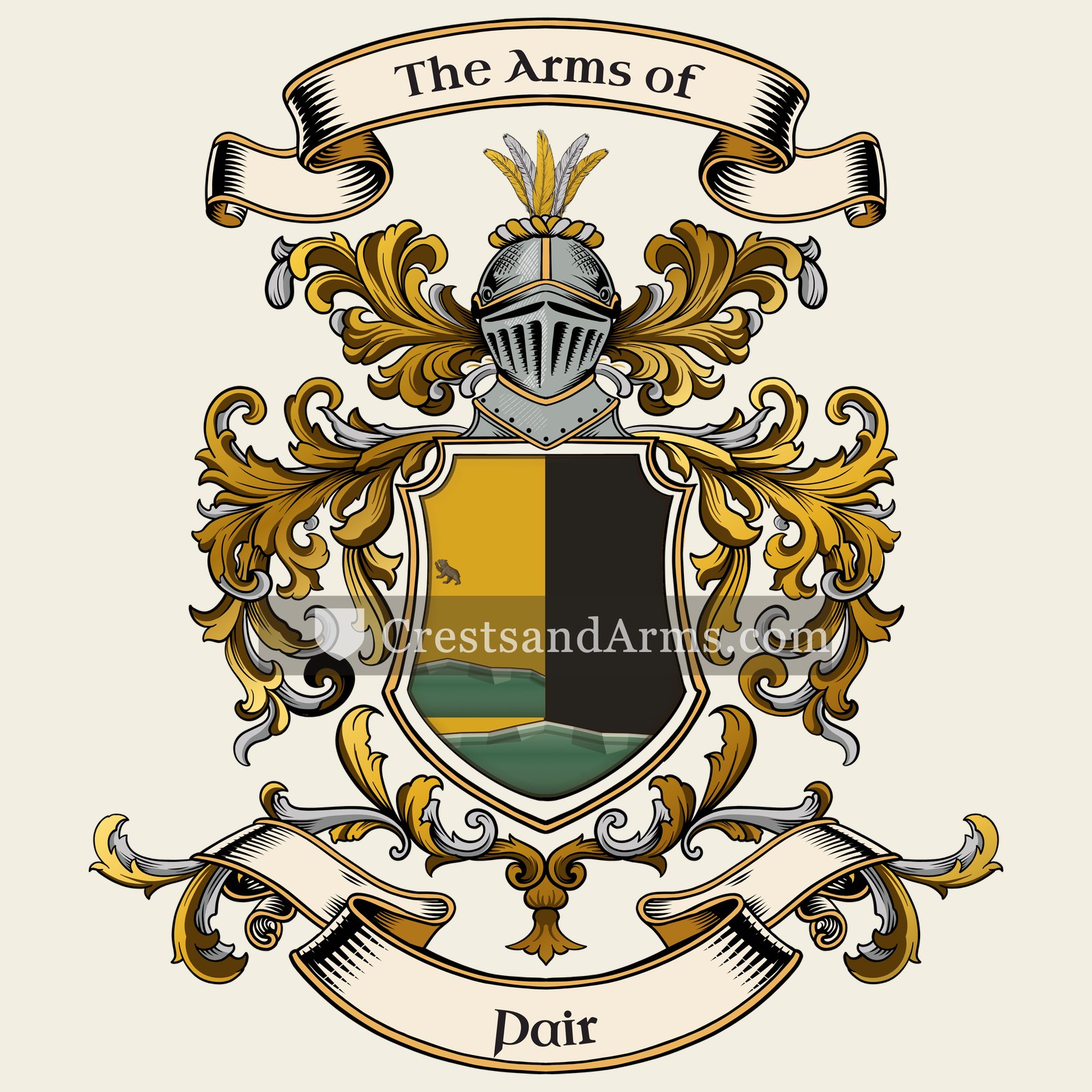 The Pair coat of arms, drawn from the recorded blazon