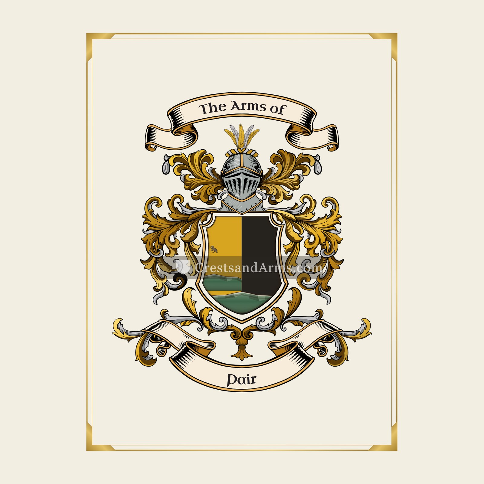 With gold border