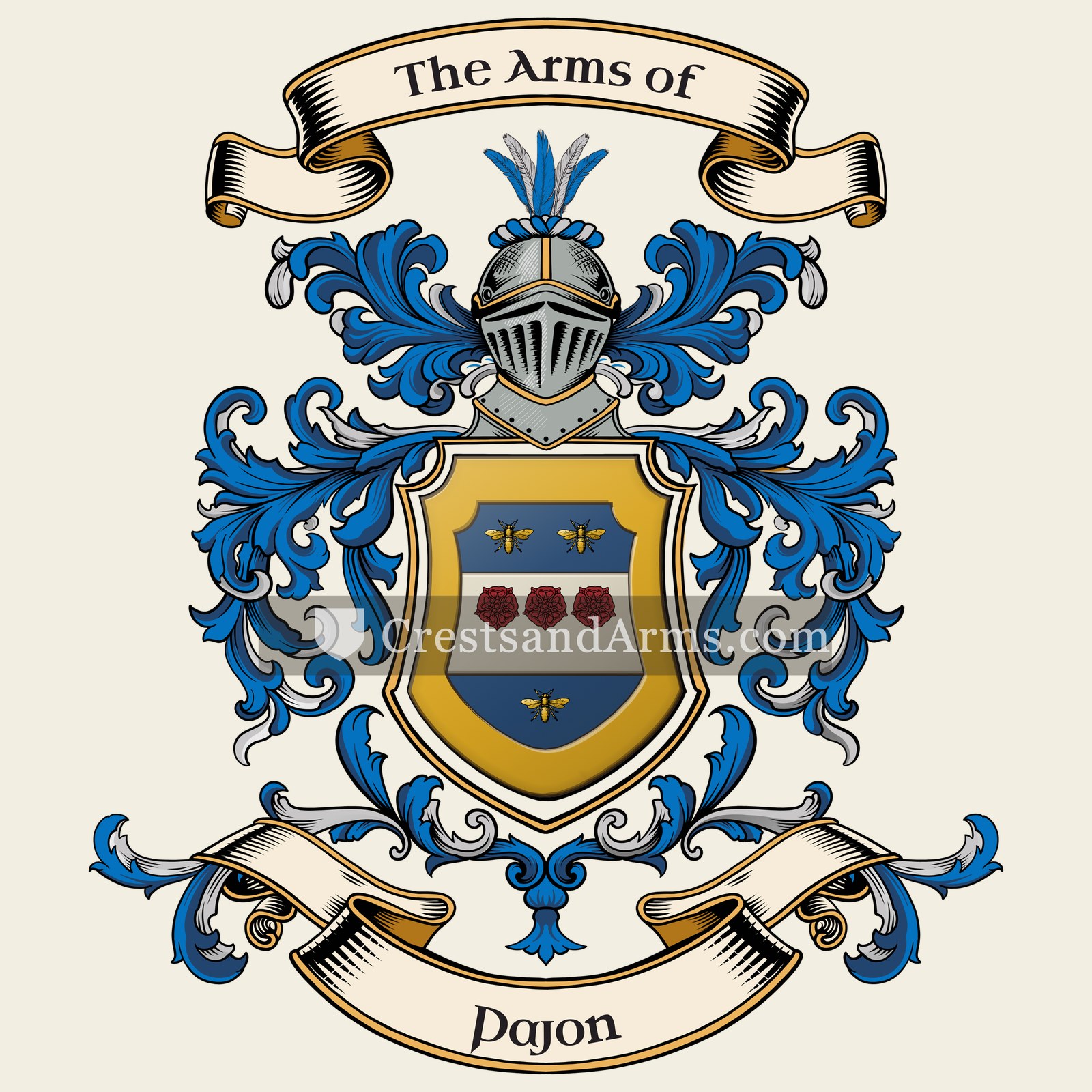 The Pajon coat of arms, drawn from the recorded blazon