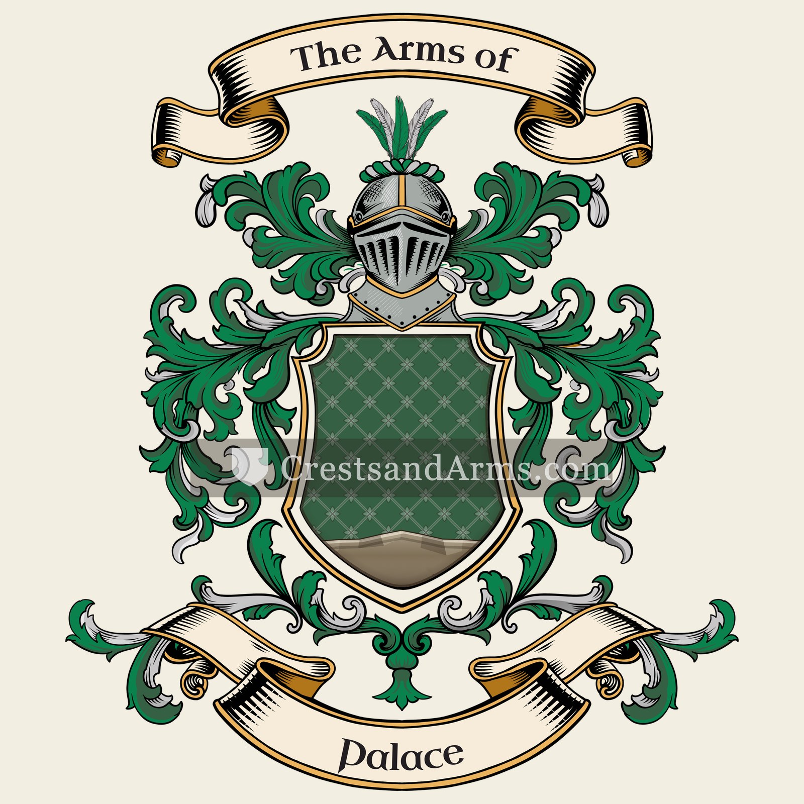 The Palace coat of arms, drawn from the recorded blazon