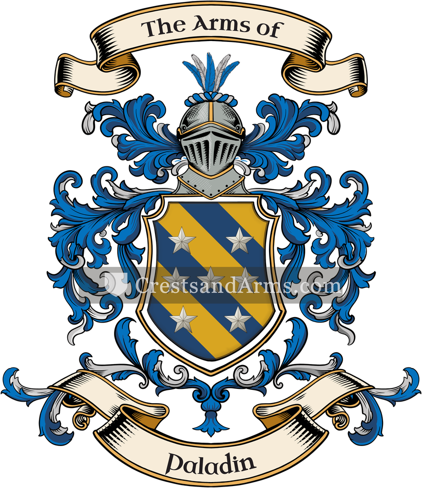 The Paladin coat of arms, drawn from the recorded blazon