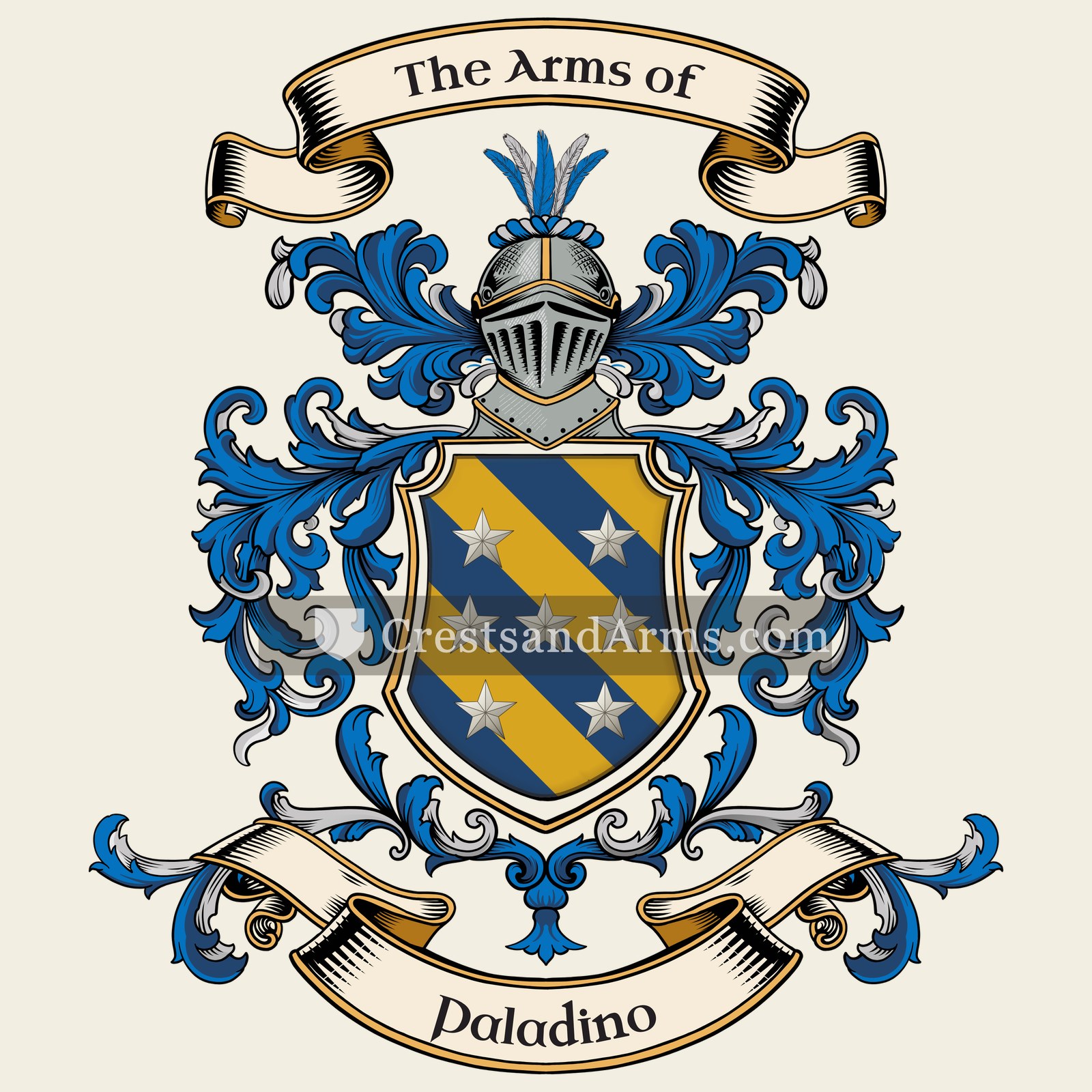 The Paladino coat of arms, drawn from the recorded blazon